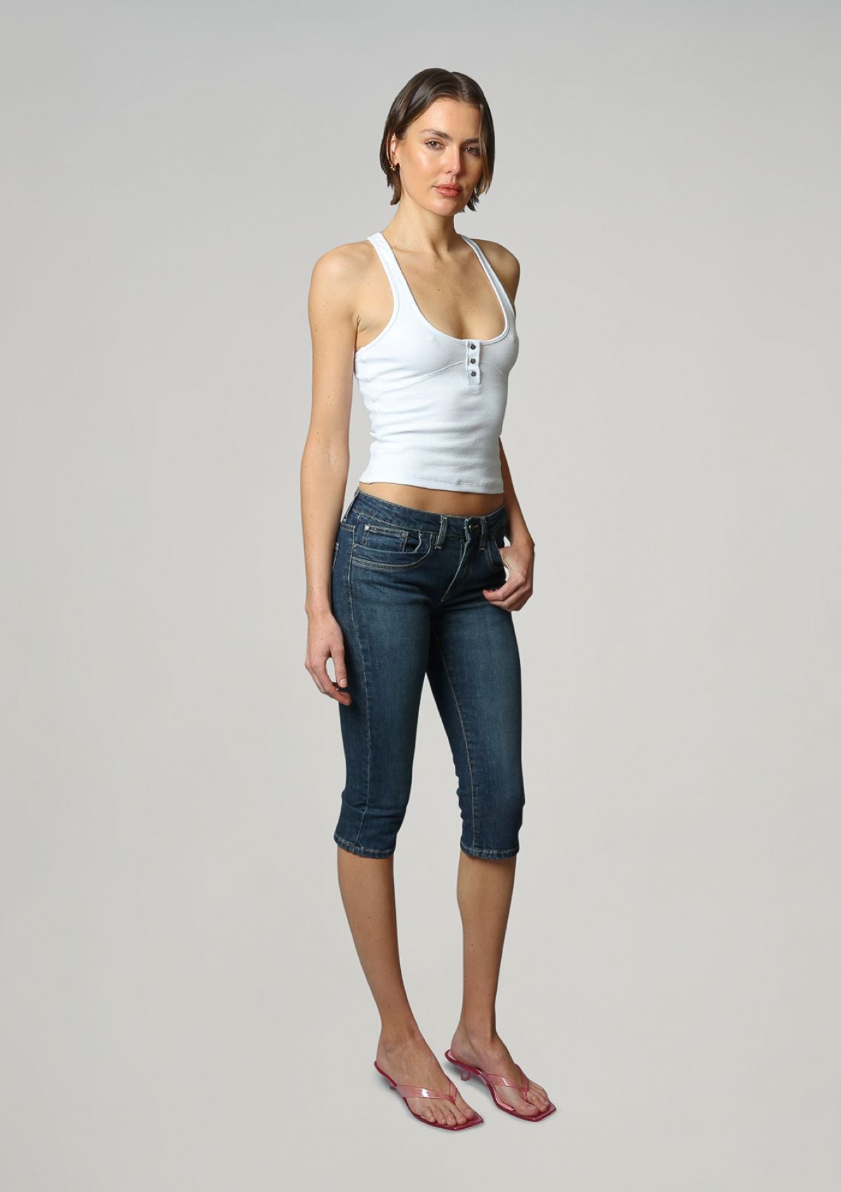 Essential Rib Racer Back - Perfect White