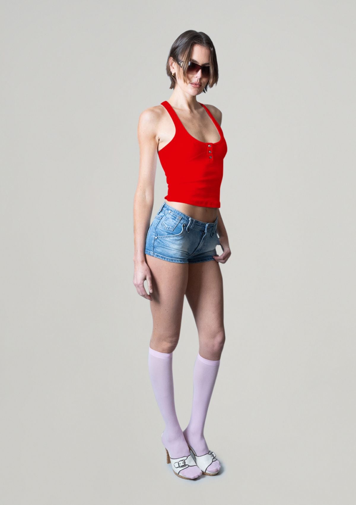 Essential Rib Racer Back - True Red