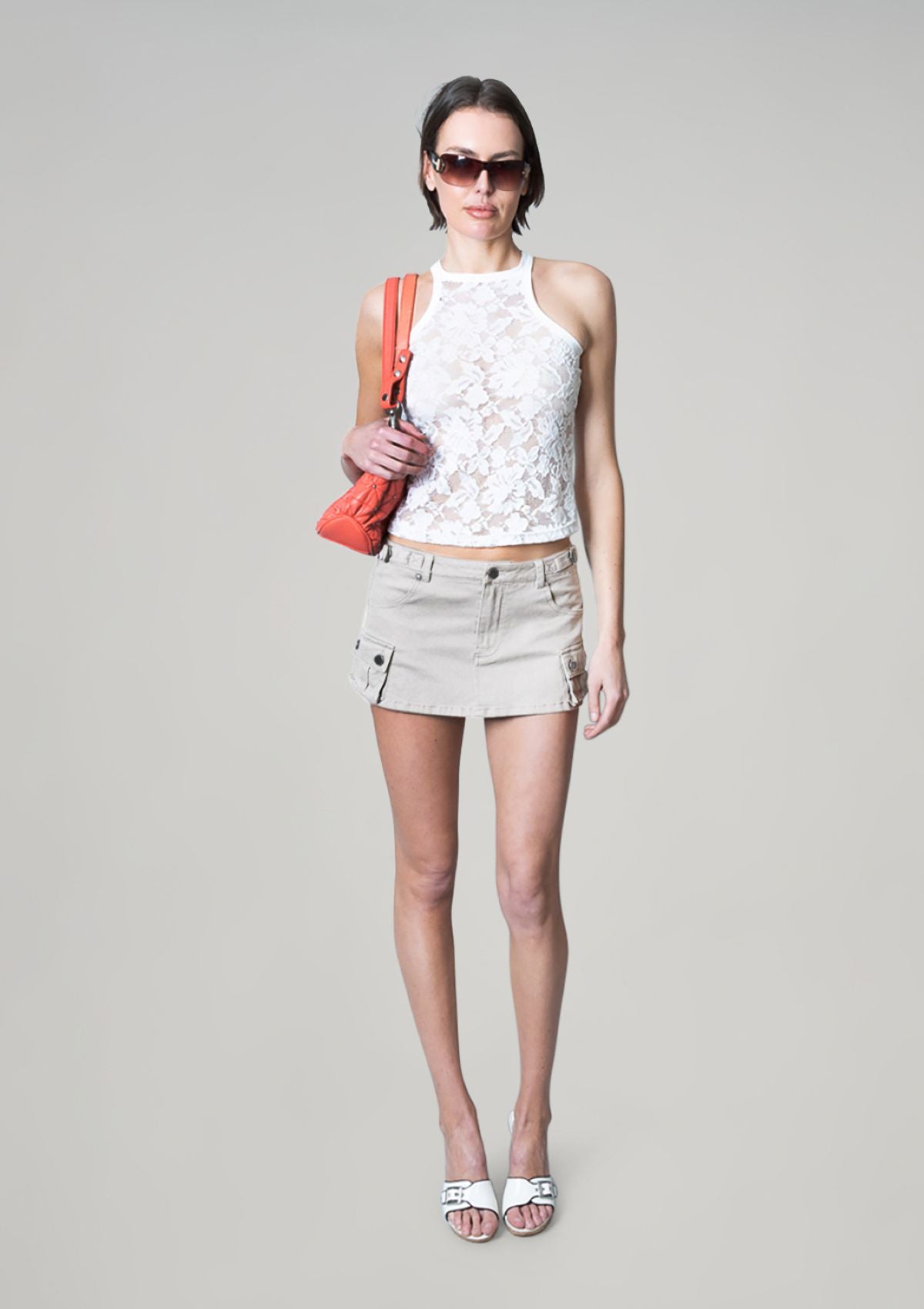 Micro Mini Military Skirt - Vanilla Yoghurt