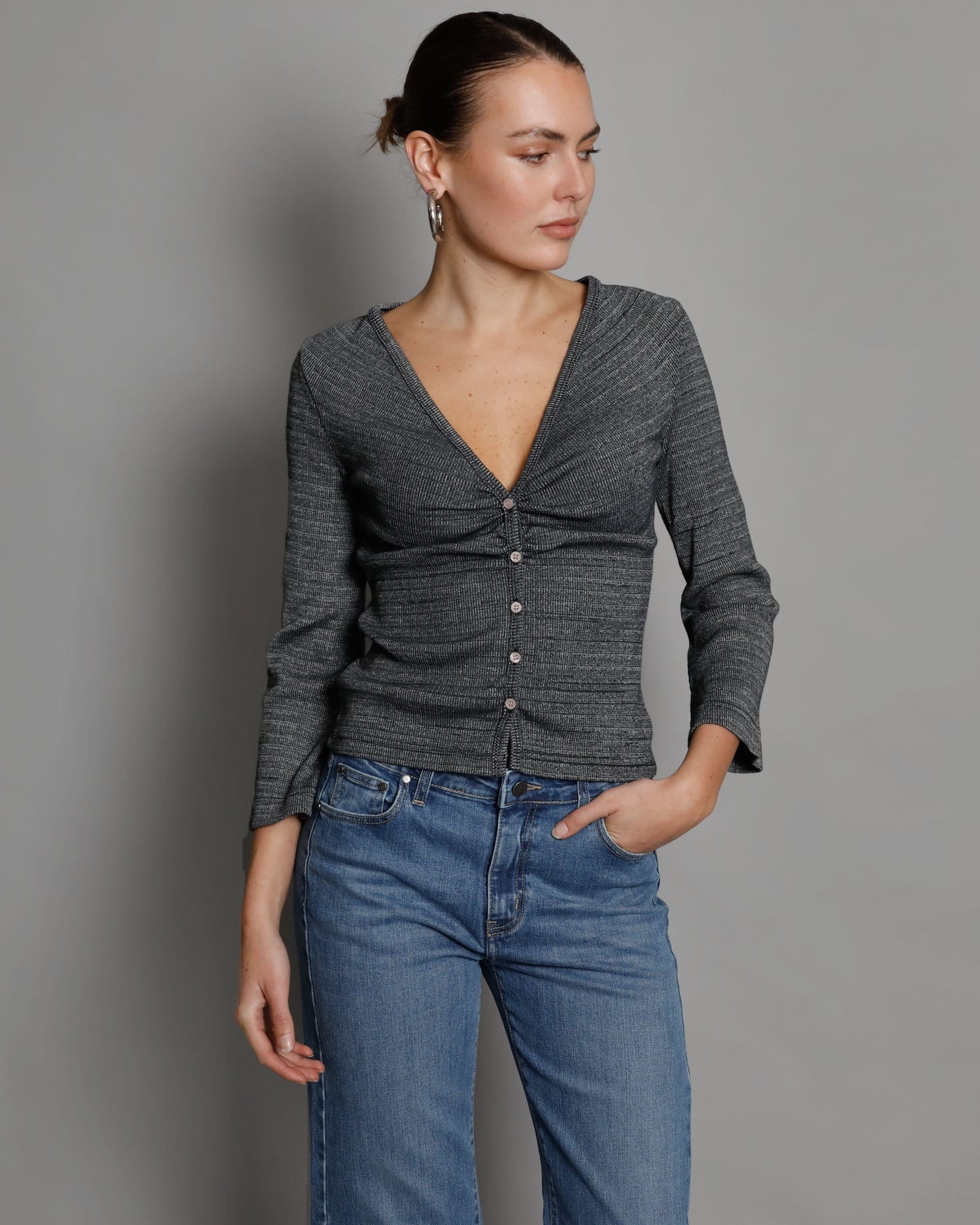 Woodstock Rib Cardigan - Charcoal