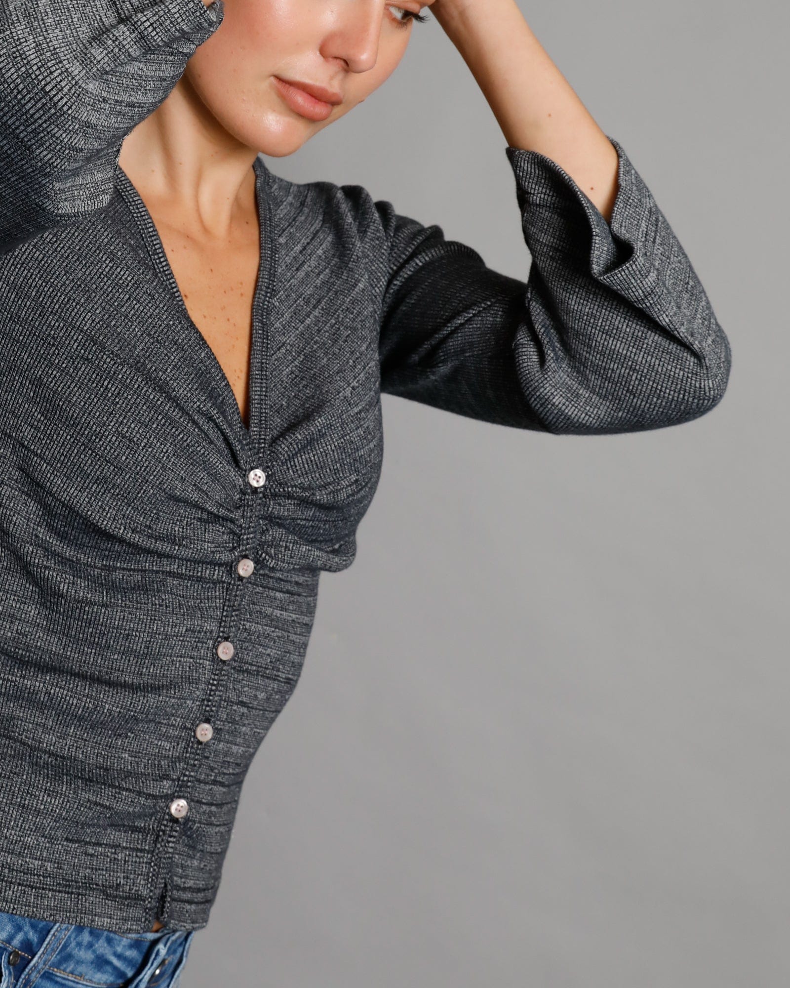 Woodstock Rib Cardigan - Charcoal