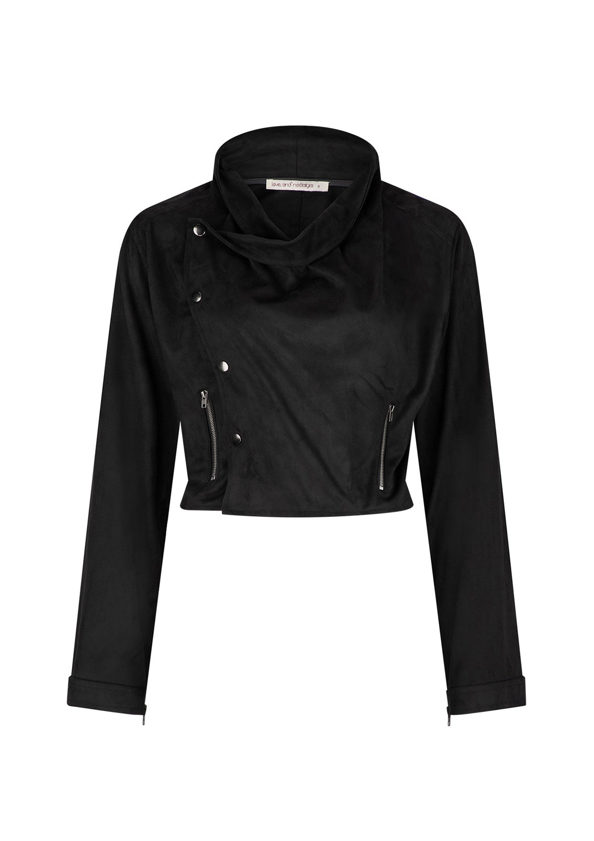 Shrunken Funnel Neck Jacket - Black