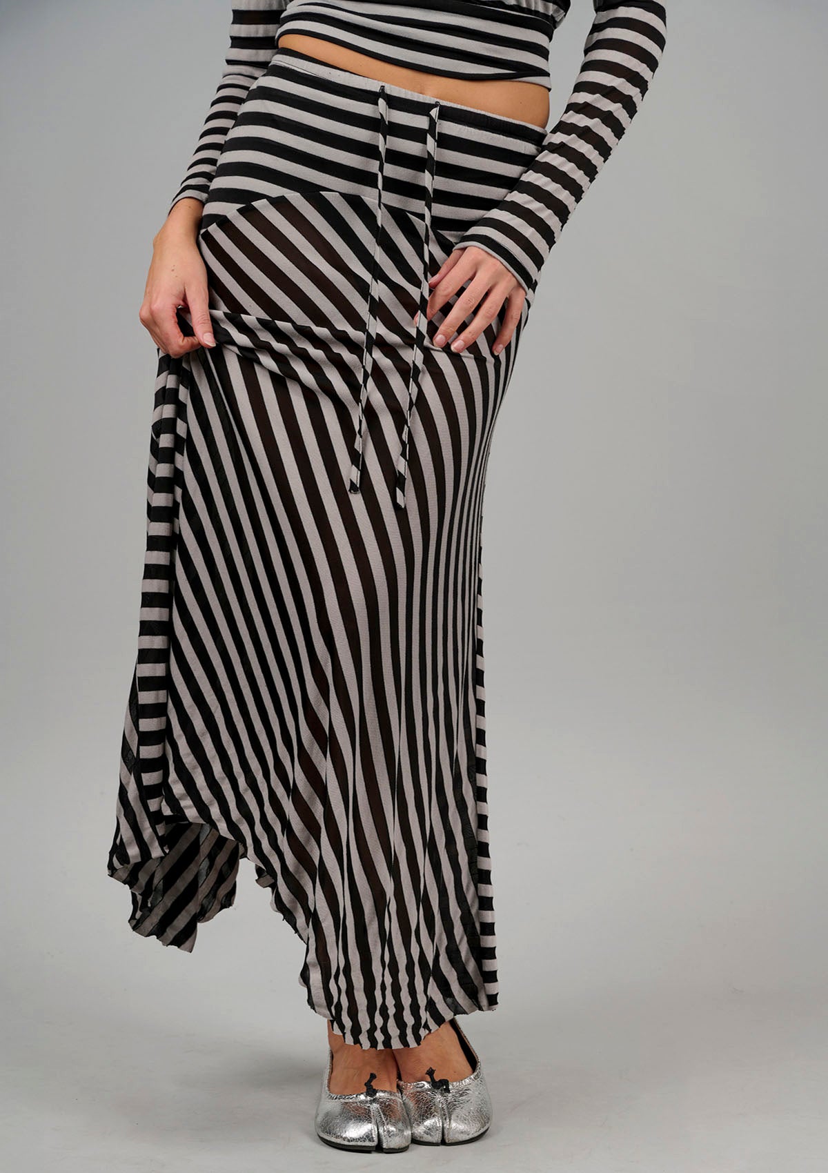 Alexa Asymmetrical Skirt - Black Stripe