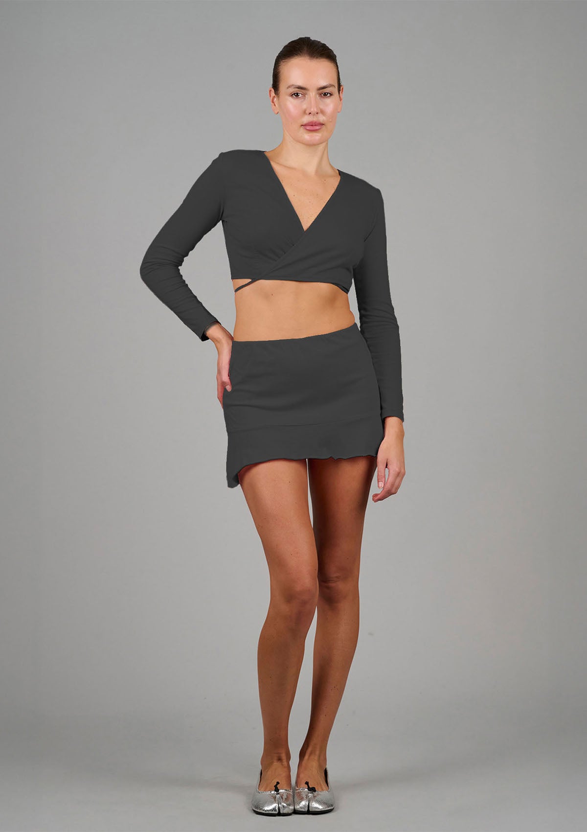 Cross Your Heart Wrap Top - Black