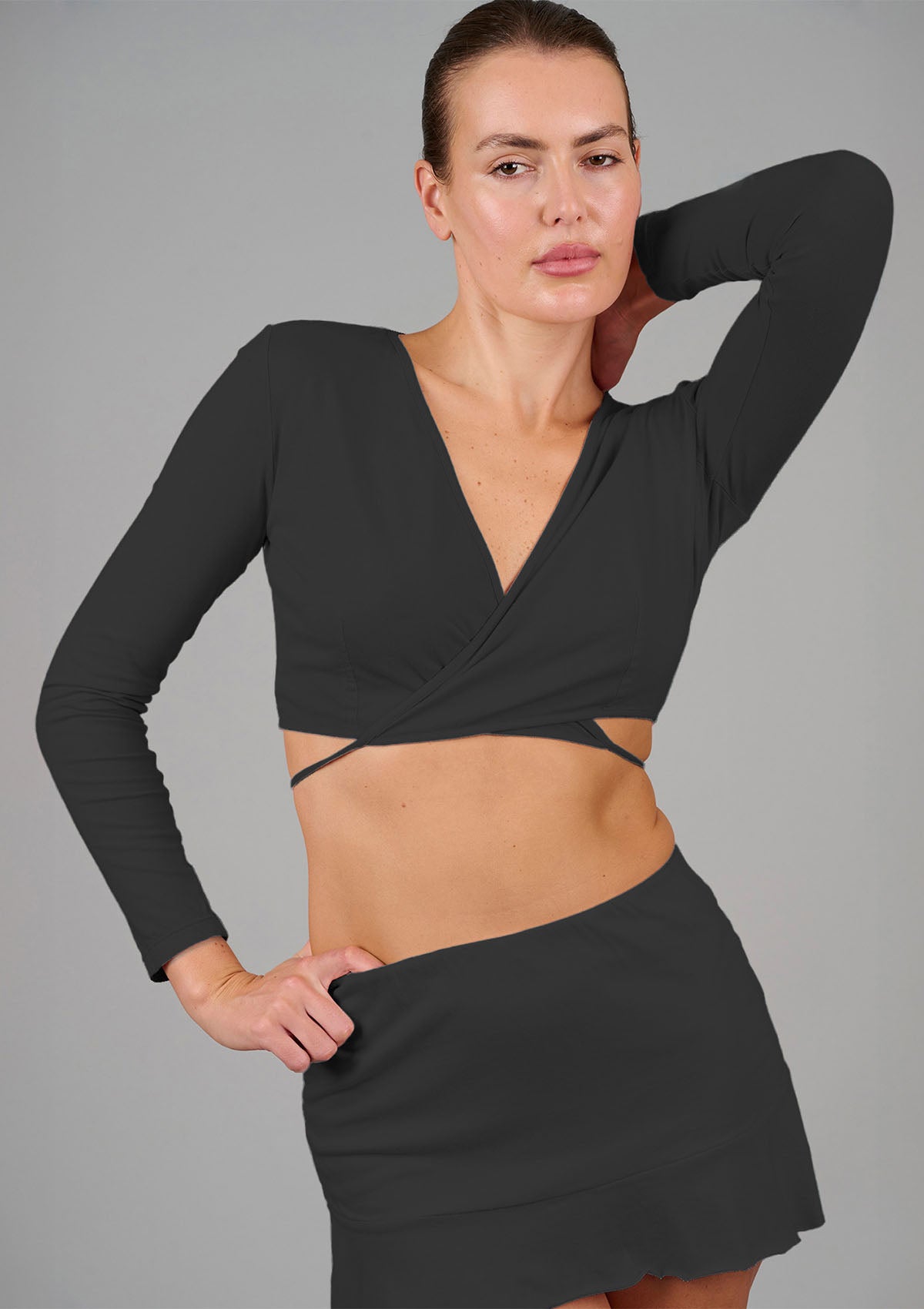 Cross Your Heart Wrap Top - Black