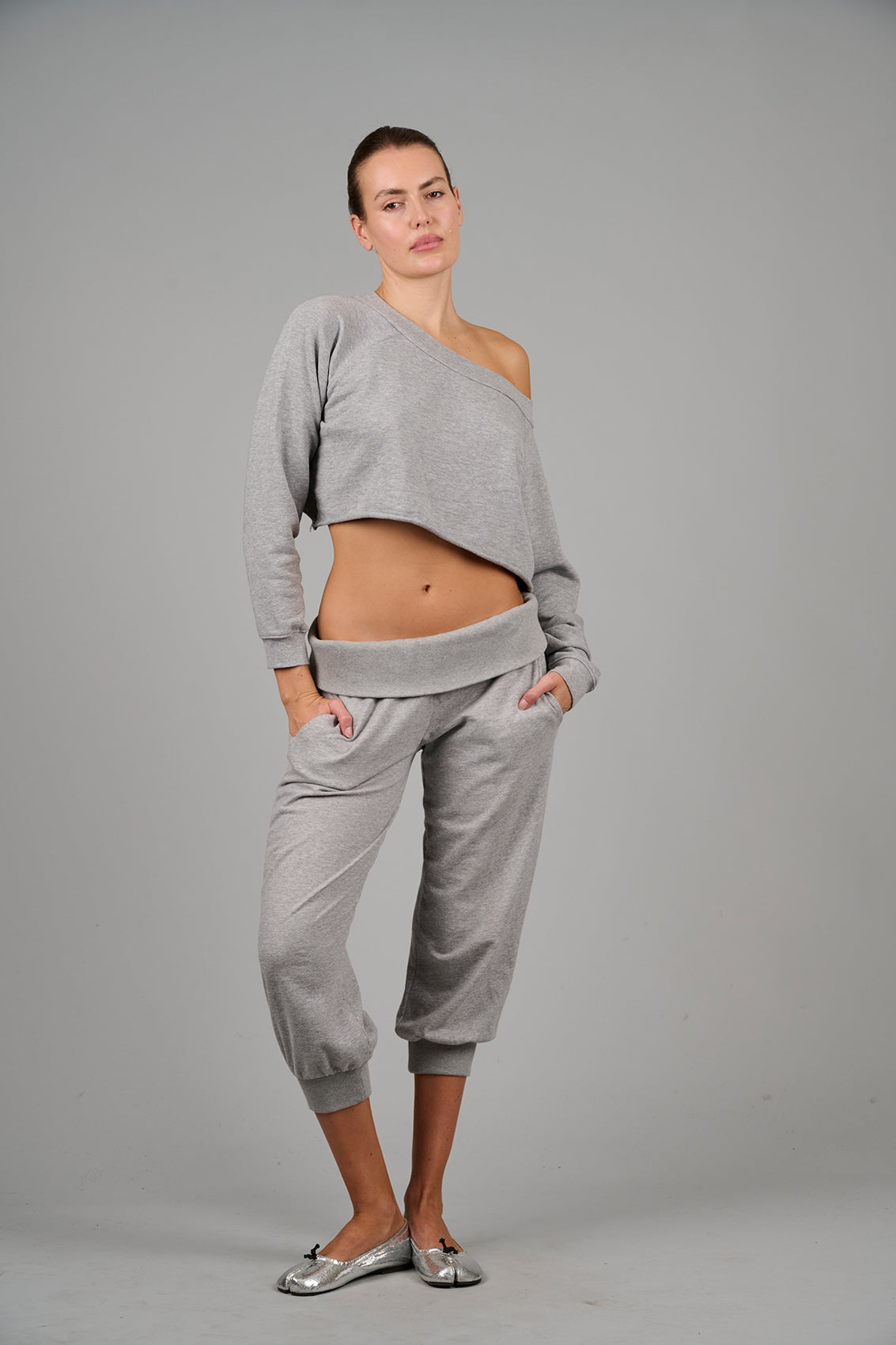 Weekender Capri Track Pant - Grey Marl