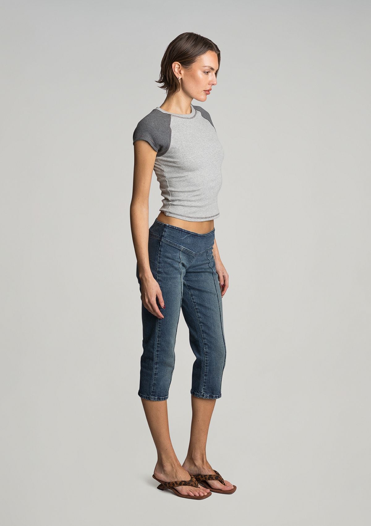 Min Rib Raglan Tee - Grey Marle