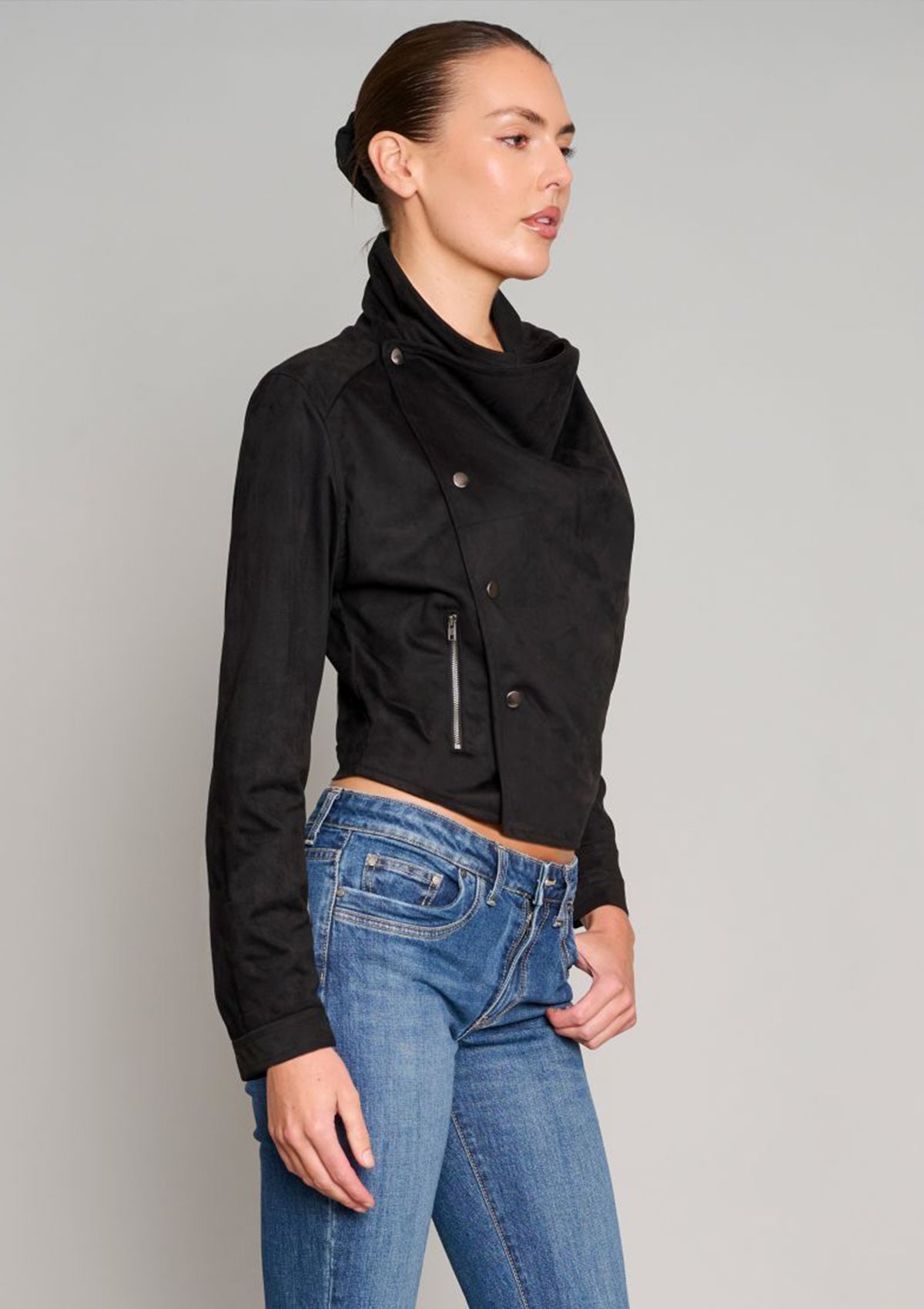 Shrunken Funnel Neck Jacket - Black