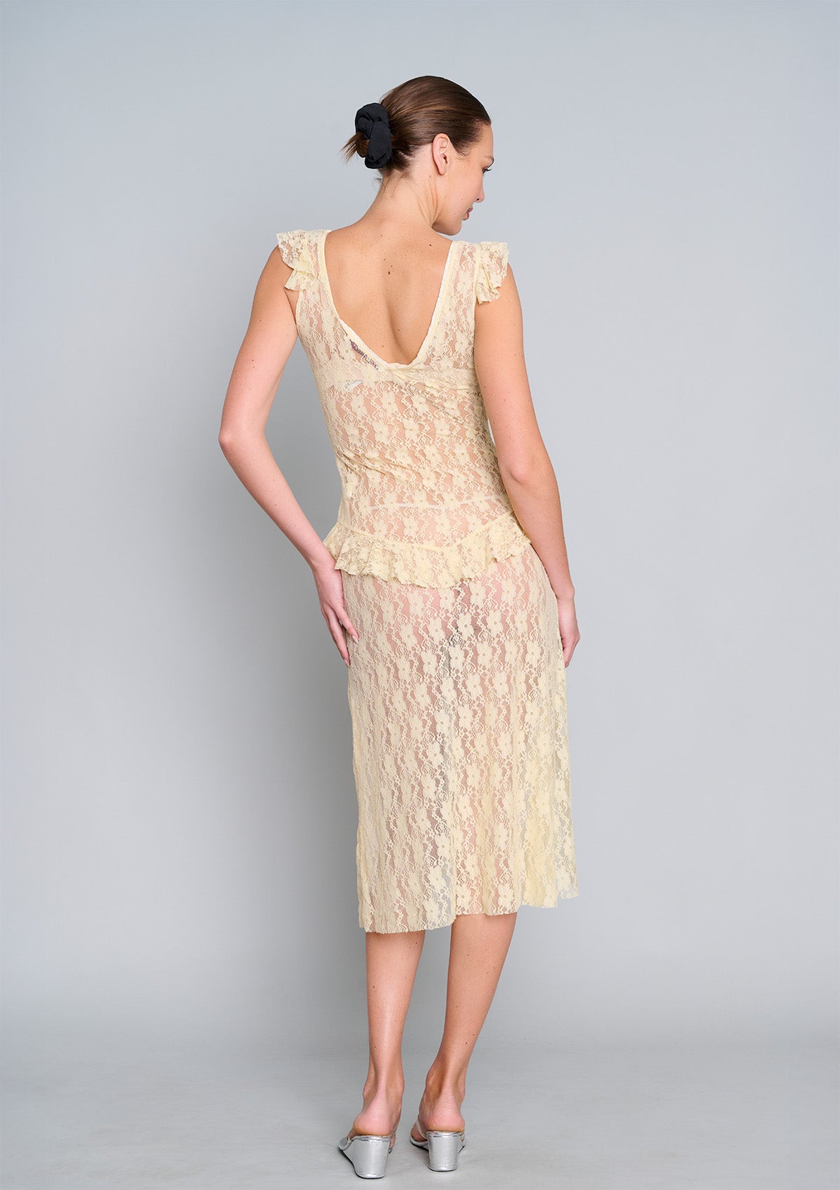 Summer Love Lace Midi Dress - Lemon