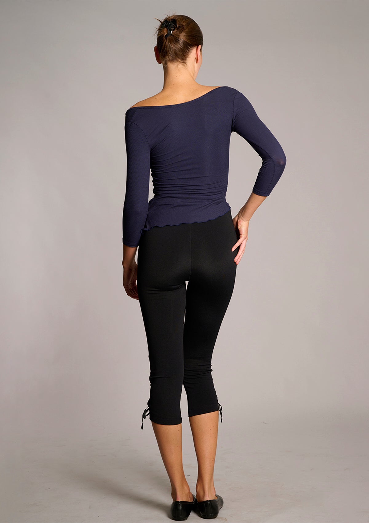 Sarah Lace Up Capri Legging - Black