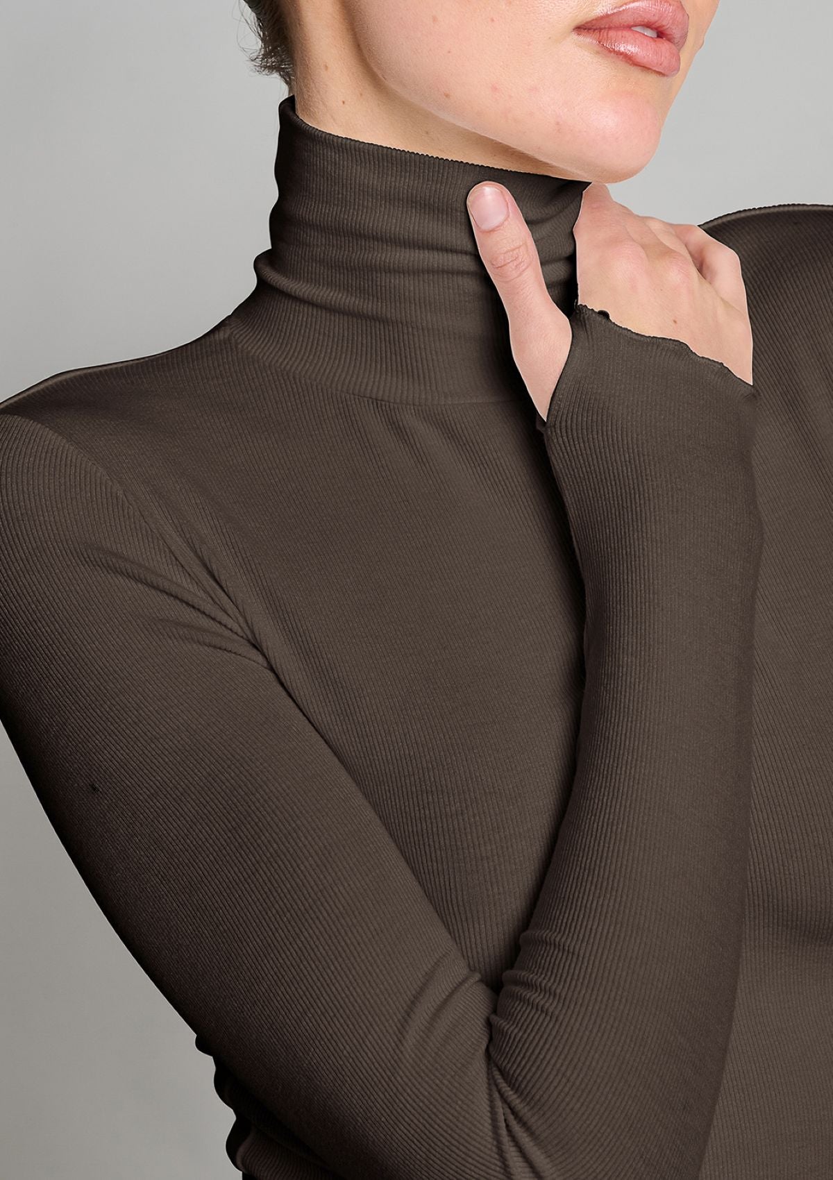 Secret Agent Rib Turtleneck Top - Espresso