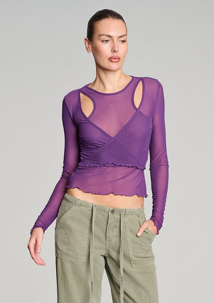 Wrap It Up Mesh Top - Mulberry