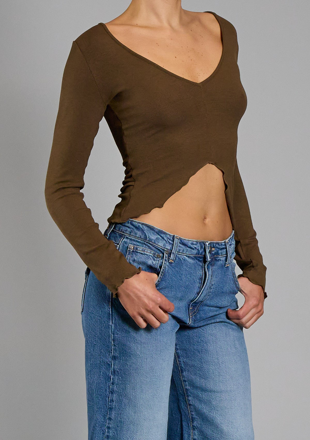 Rosie Rib Top - Chocolate Brown