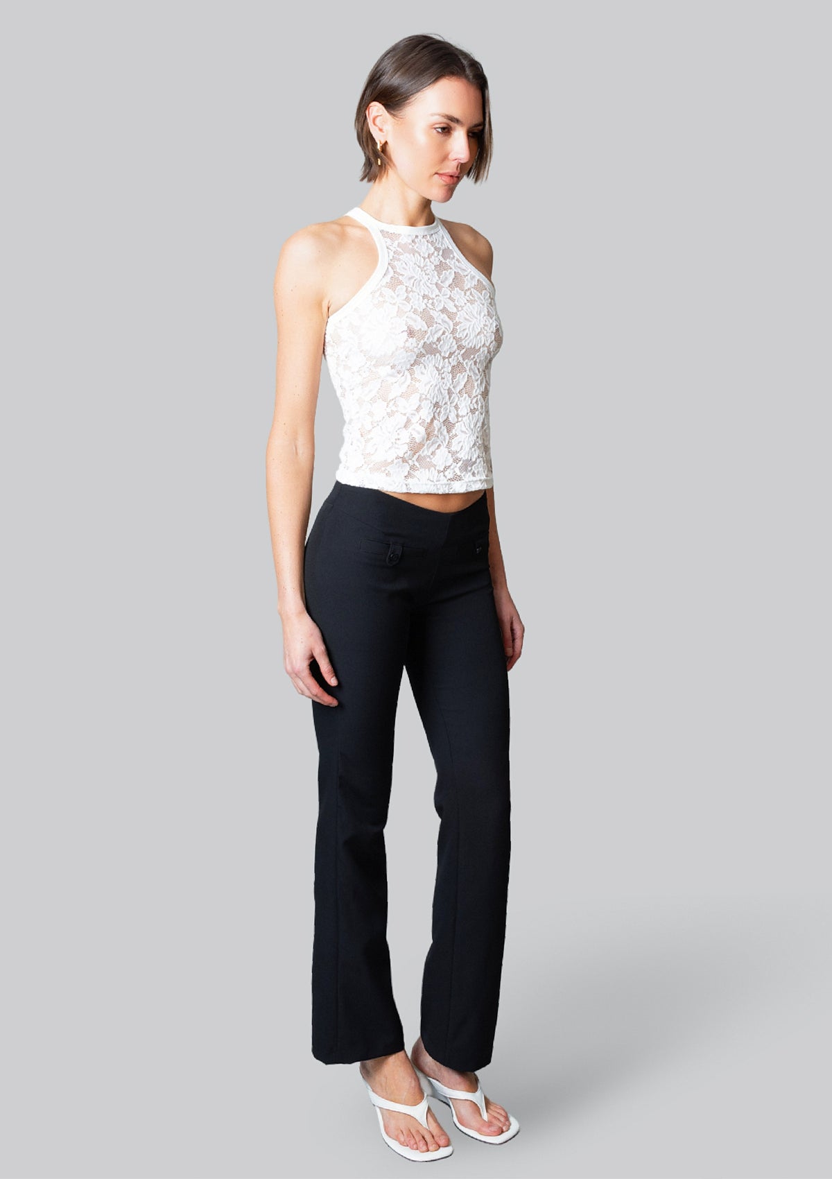 The Motor Running Loop and Button Front Pant - Black