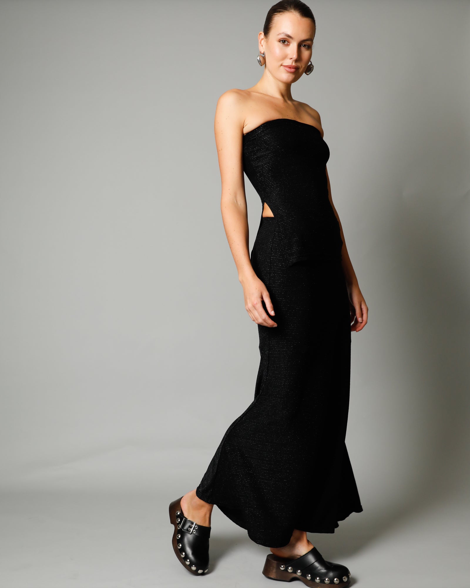 Pearl Lurex Maxi Skirt - Black Diamond