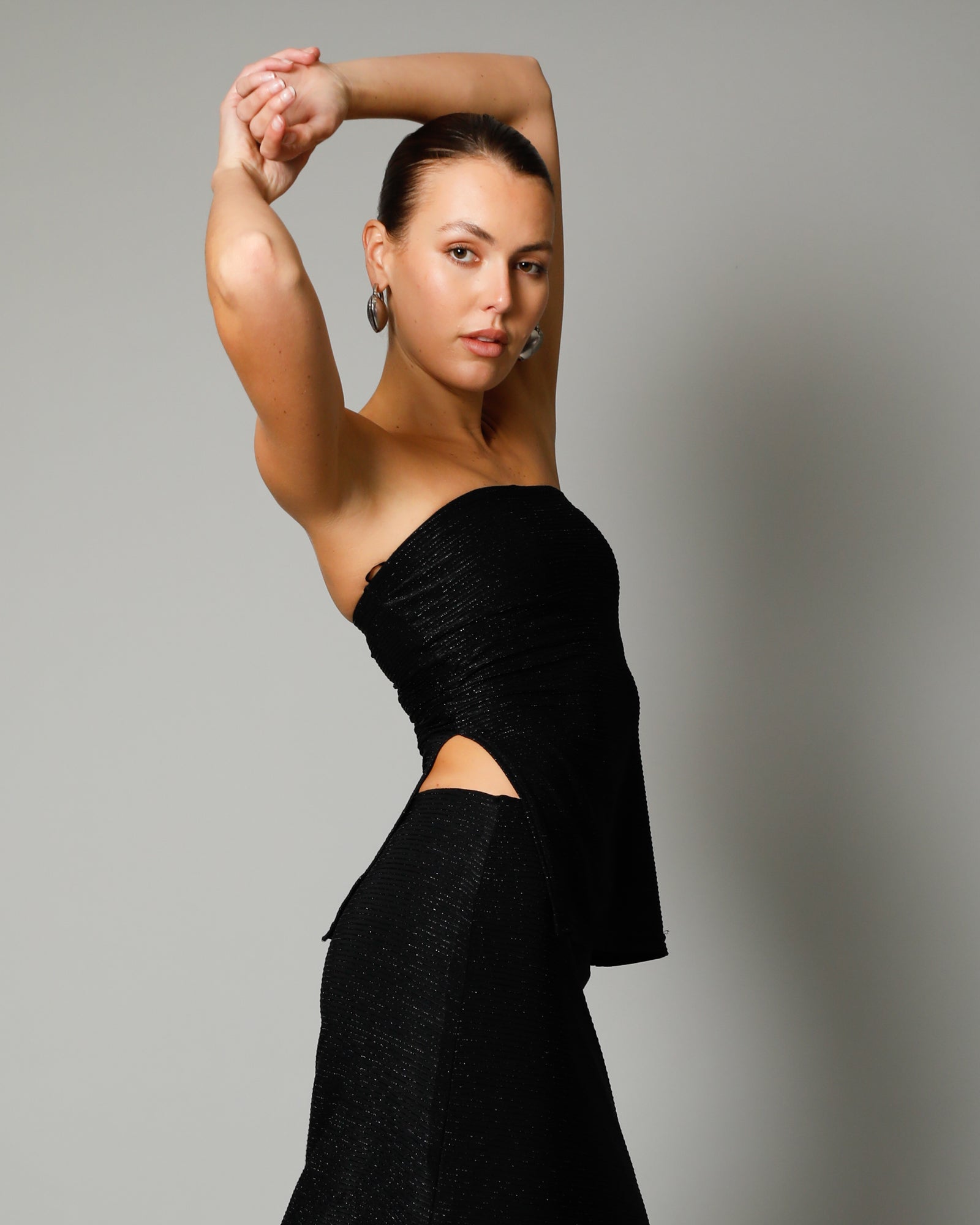 Pearl Strapless Lurex Top - Black Diamonds