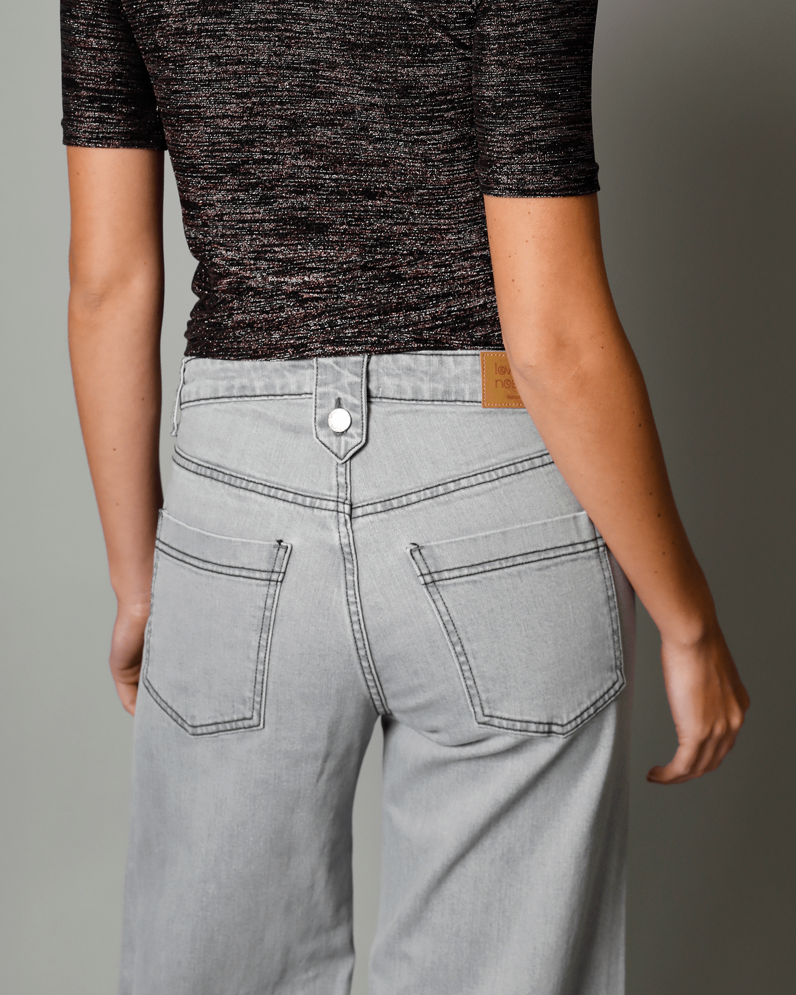 KATE Wide Leg Jean - Grey Button Fly