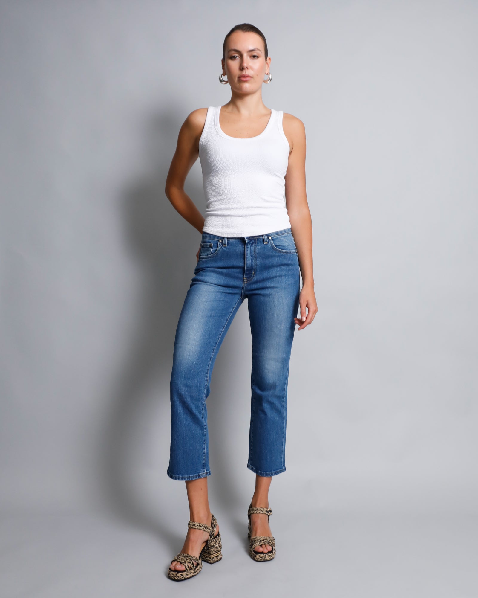 Rodger Crop Flare Jean - Mid Wash