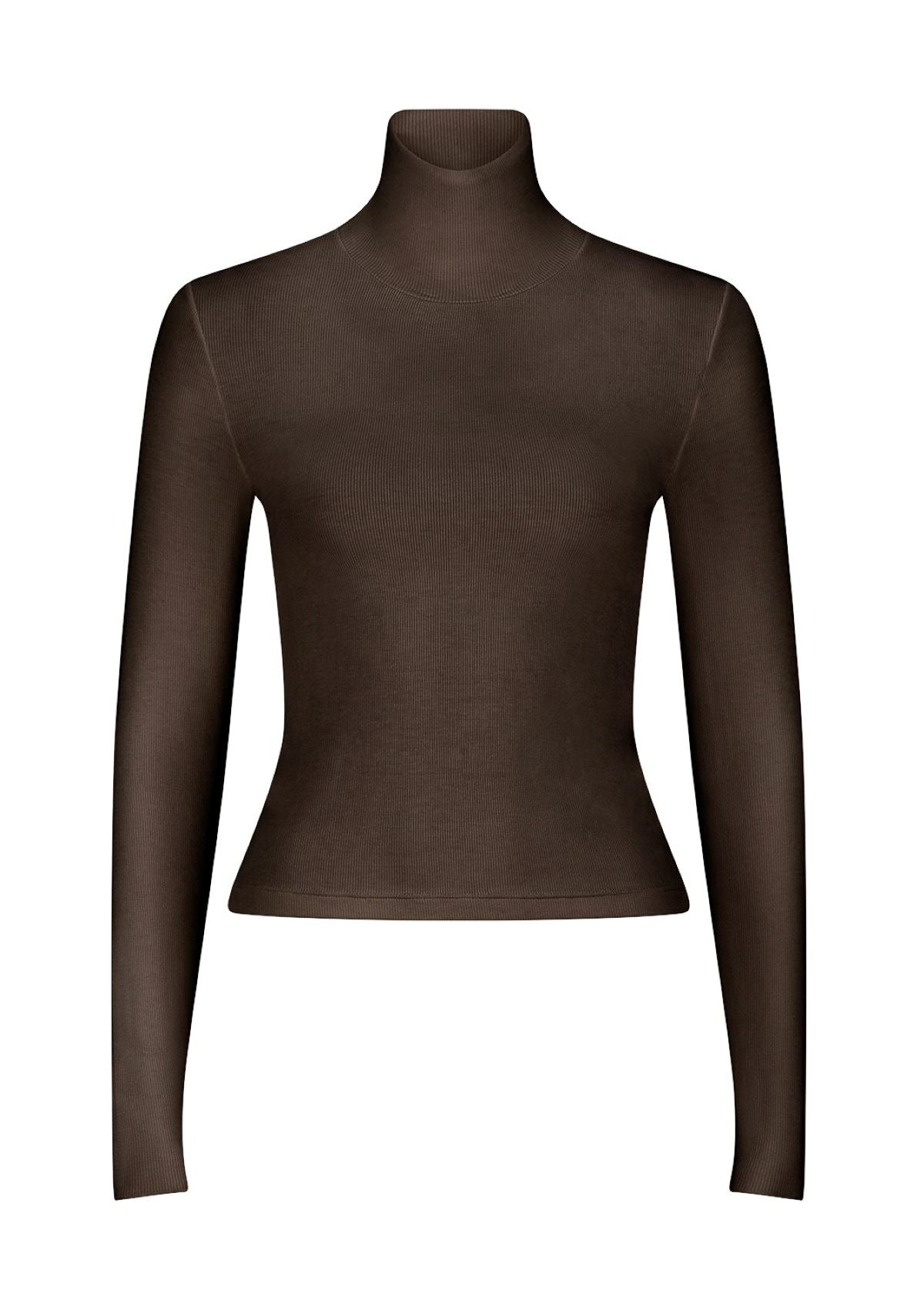 Secret Agent Rib Turtleneck Top - Espresso