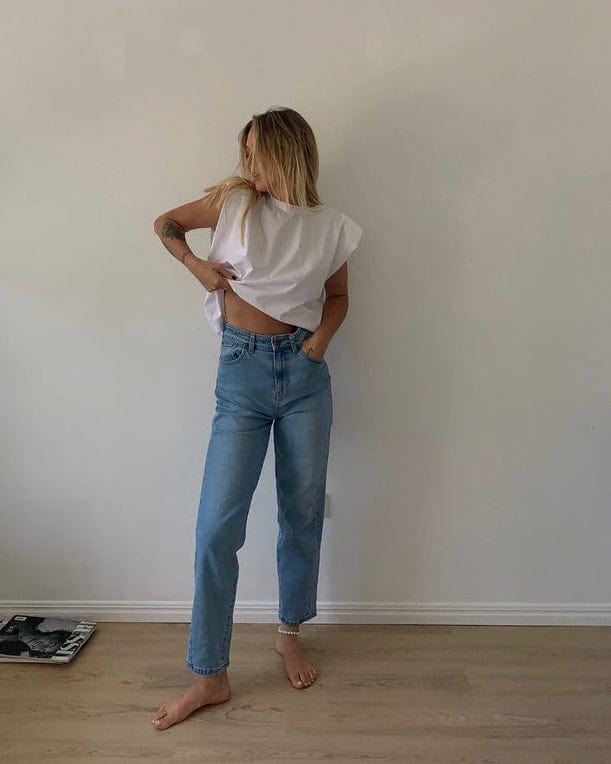 Karen 80's Mum Jean - Bondi Blue
