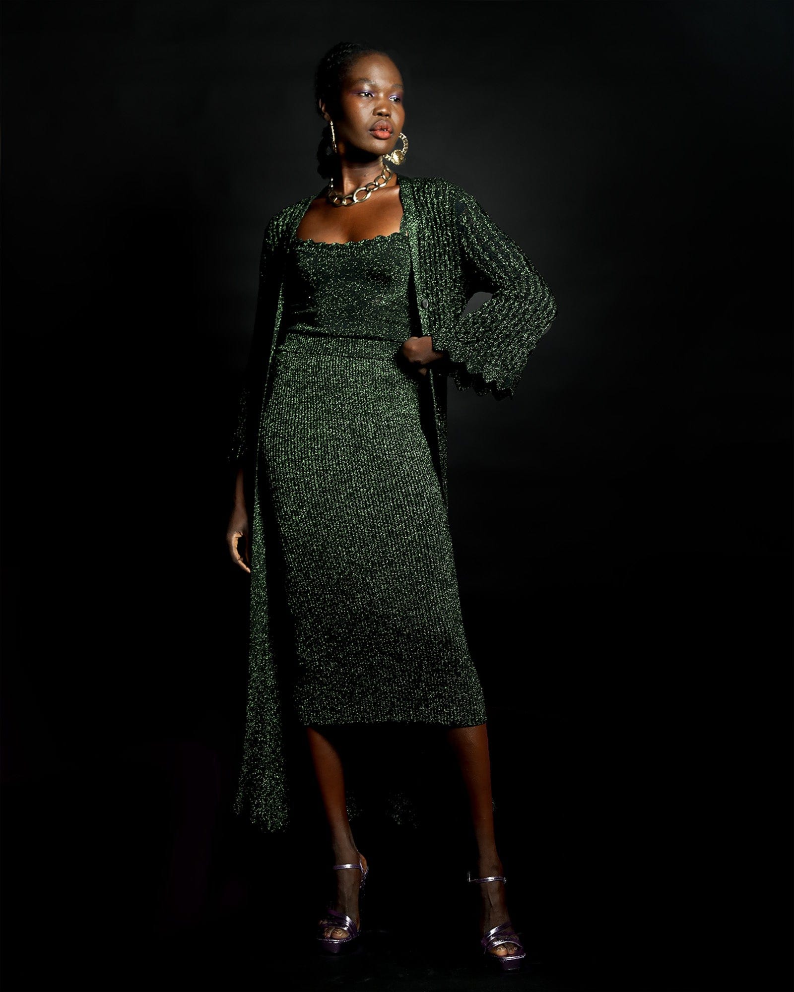 Roberta Lurex Skirt - Green