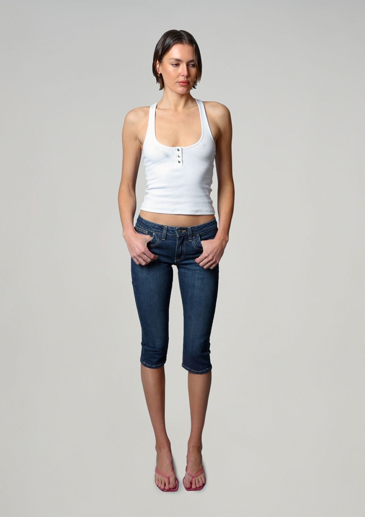 Essential Rib Racer Back - Perfect White