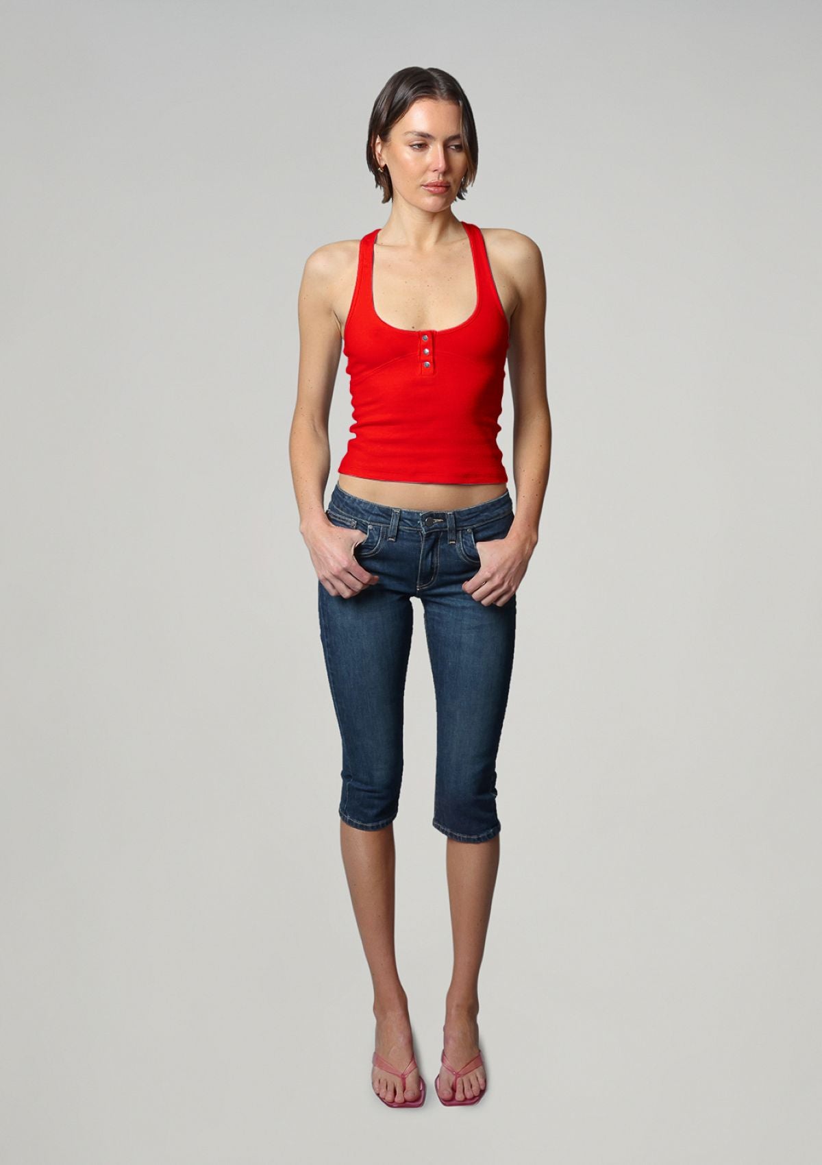 Essential Rib Racer Back - True Red