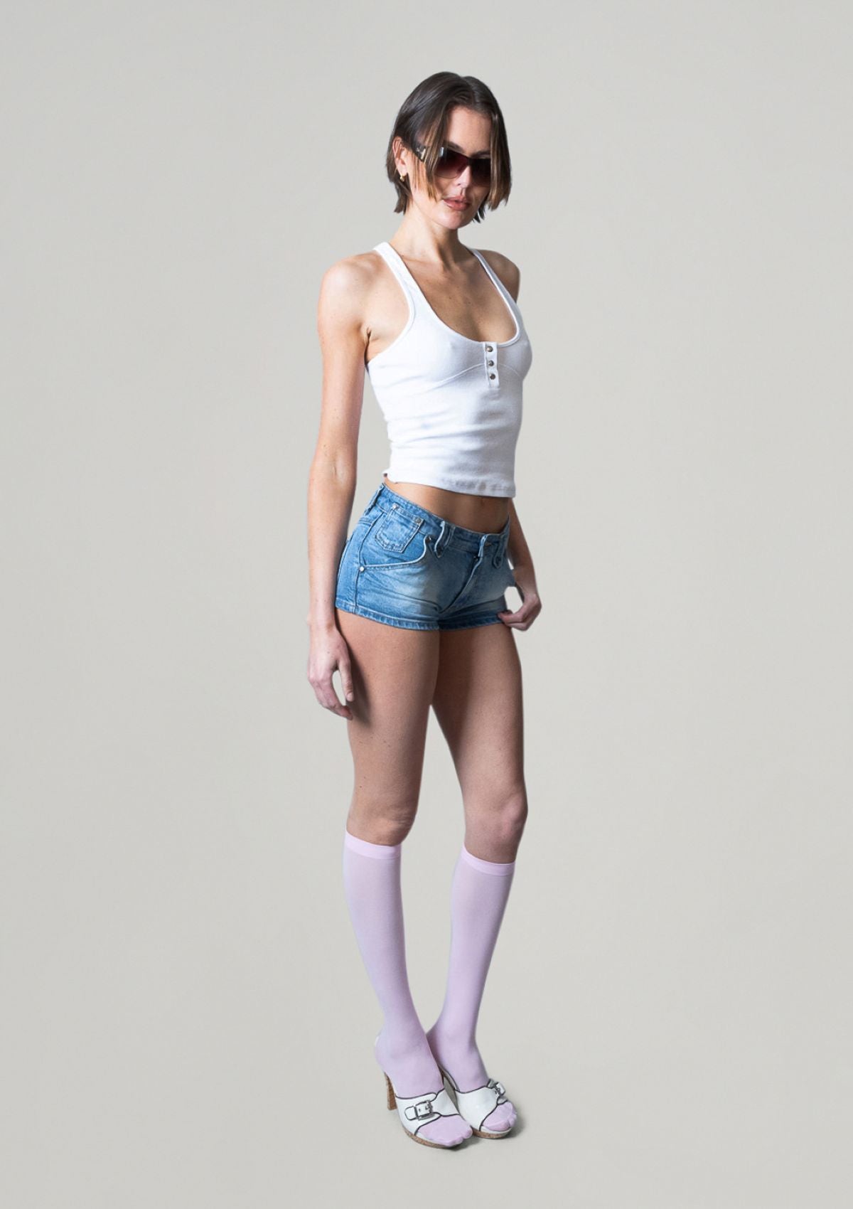 Essential Rib Racer Back - Perfect White