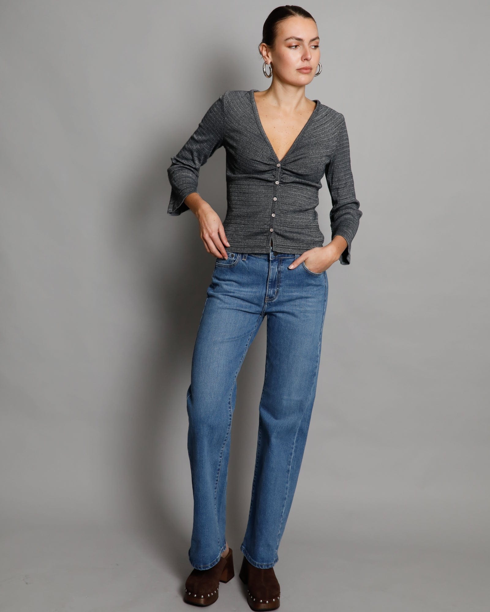 Woodstock Rib Cardigan - Charcoal