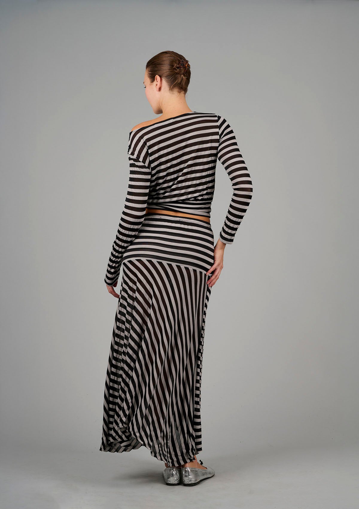 Alexa Asymmetrical Skirt - Black Stripe