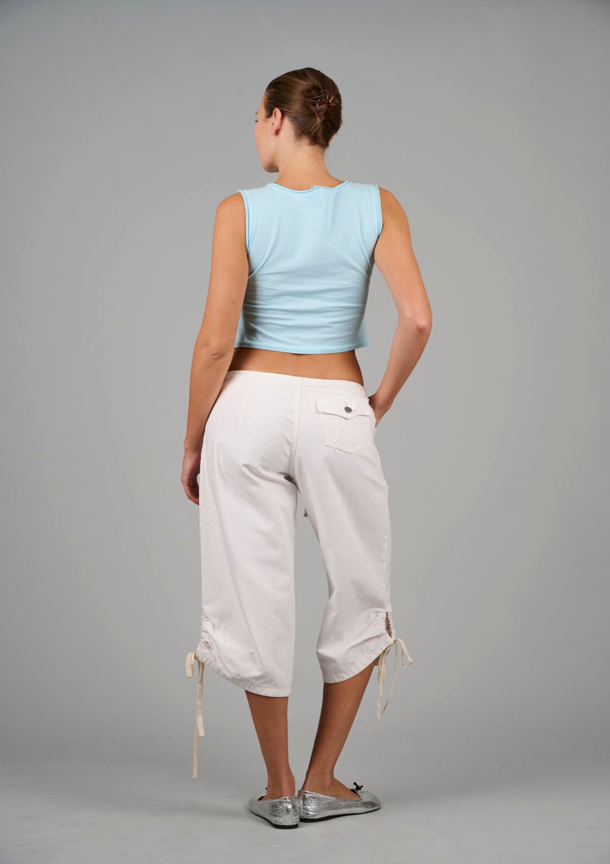 Big Bully Capri Drawstring Pant - White