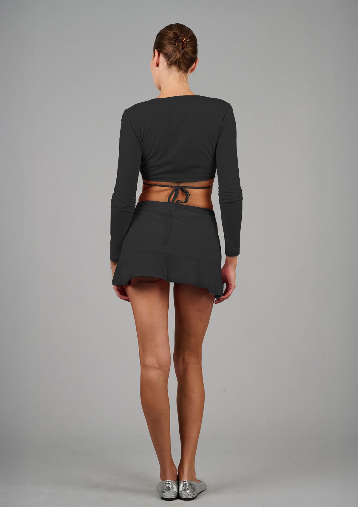 Cross Your Heart Wrap Top - Black