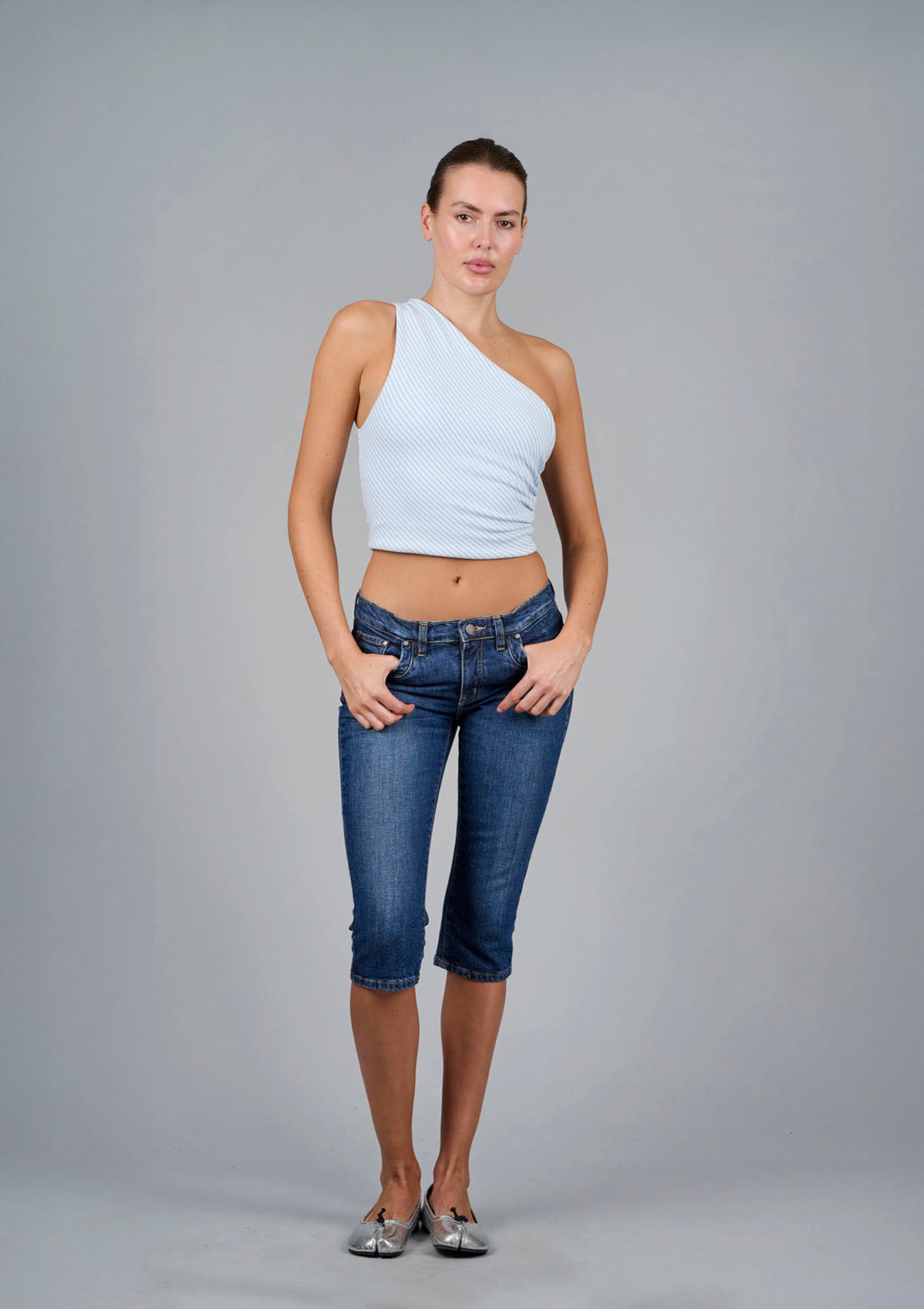 Roller Girl Top - Blue Stripe