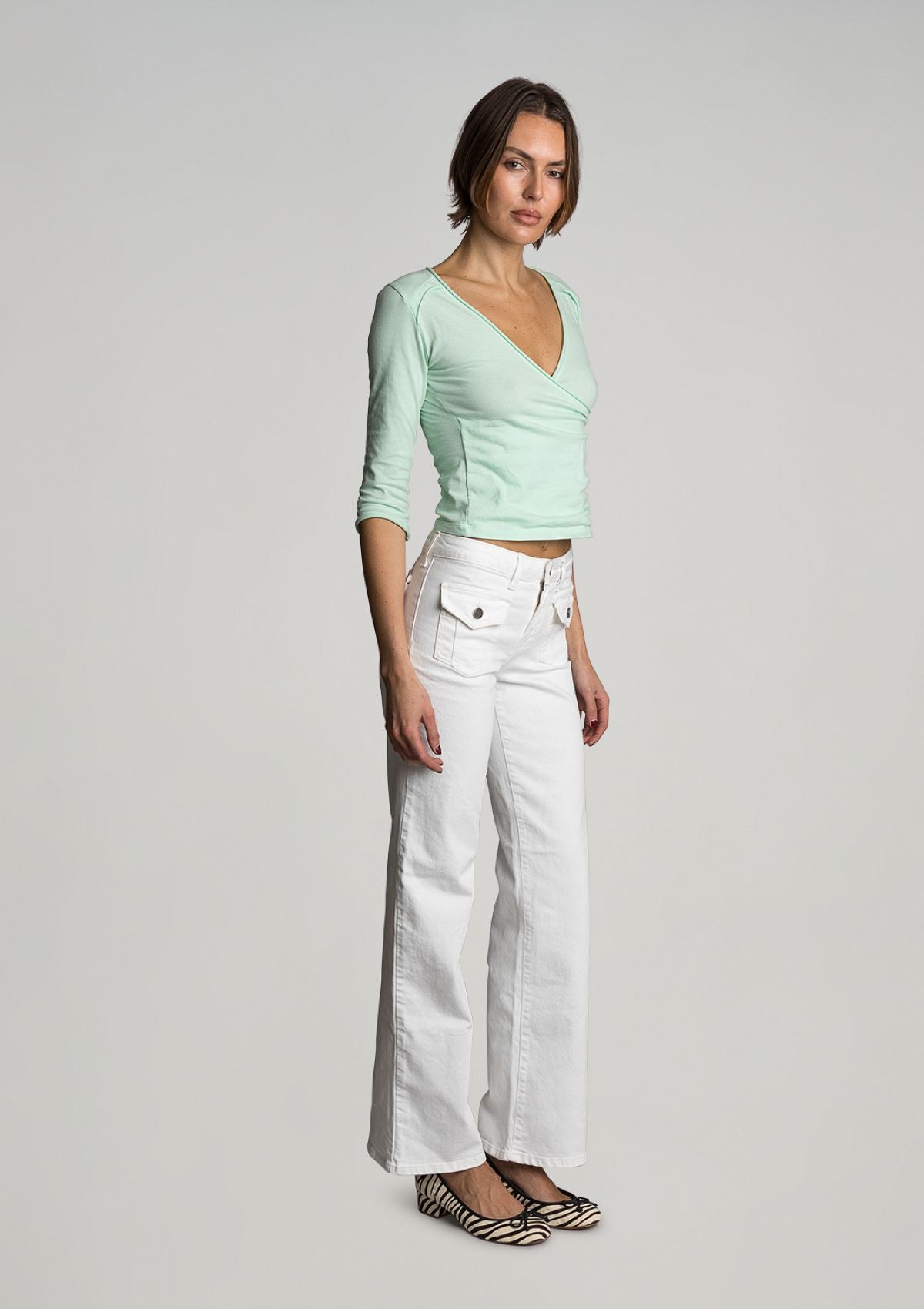 No Biggie 3/4 Sleeve Top - Spearmint Green