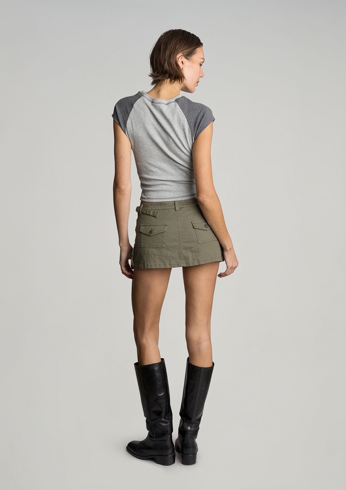 Min Rib Raglan Tee - Grey Marle