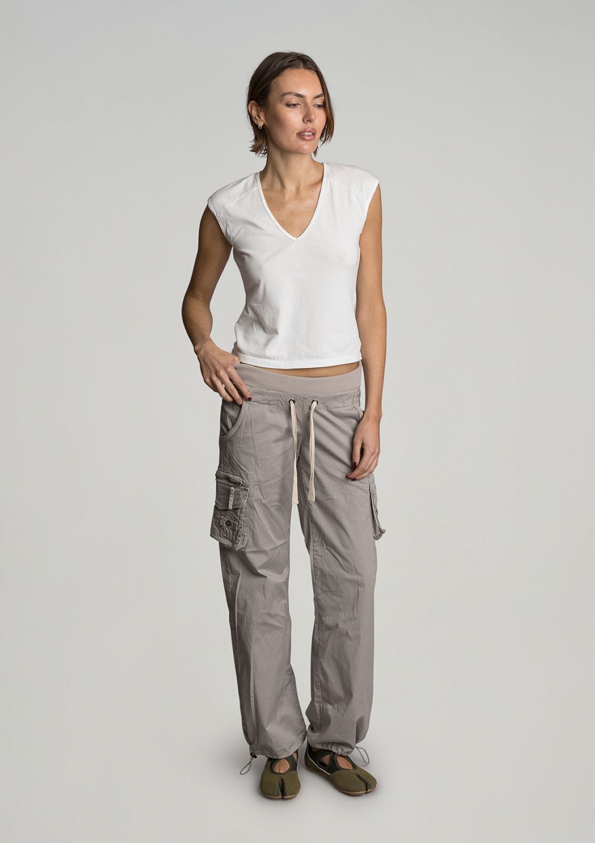Little Rippa Rib Waist Cargo Pant - Taupe