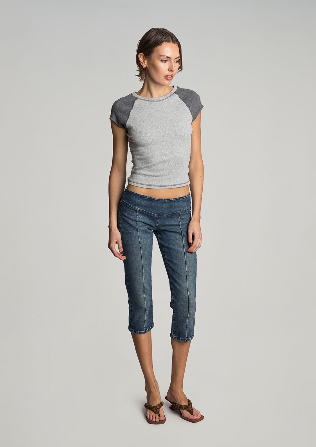Min Rib Raglan Tee - Grey Marle