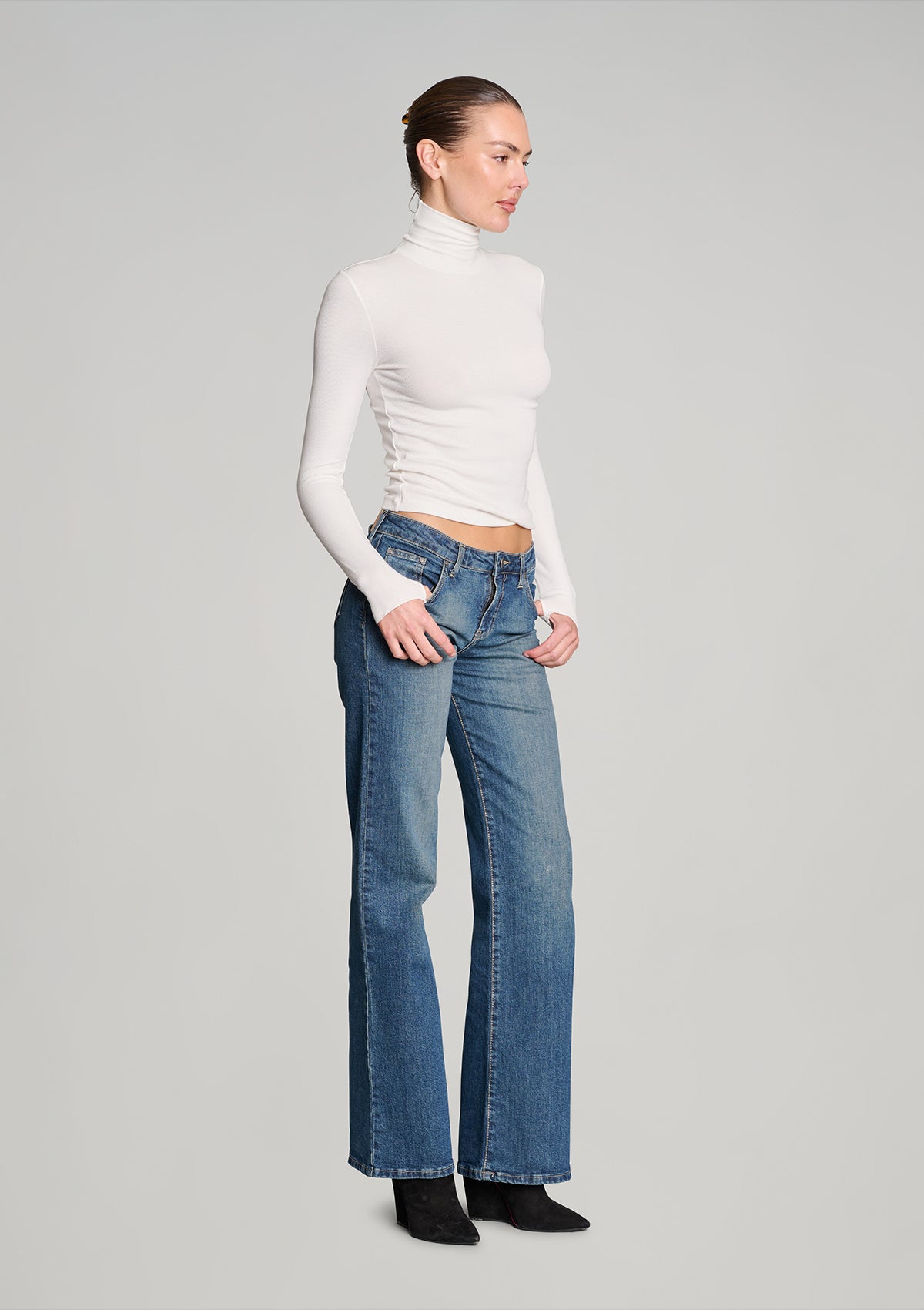 Secret Agent Rib Turtleneck Top - Vanilla