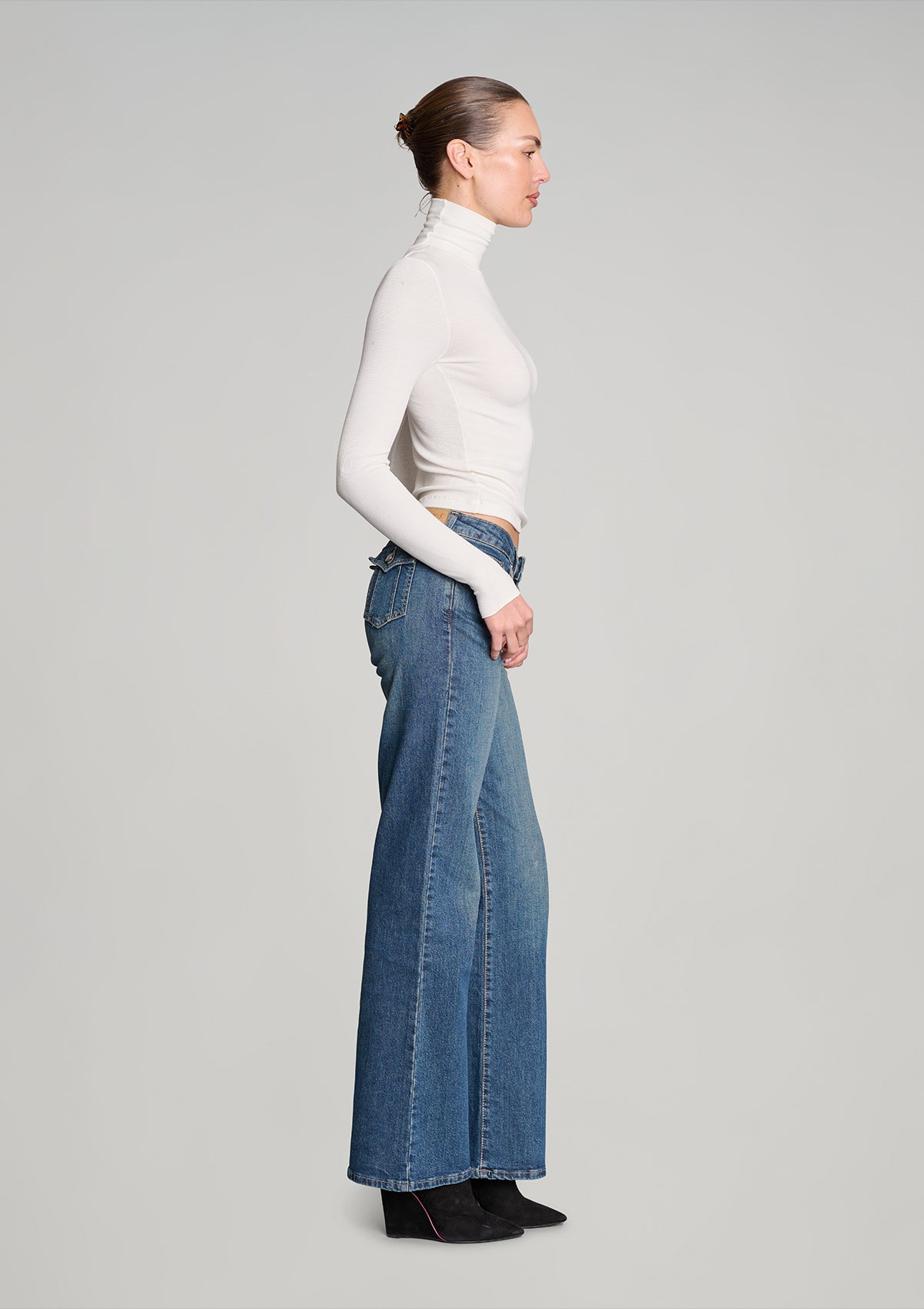 Secret Agent Rib Turtleneck Top - Vanilla