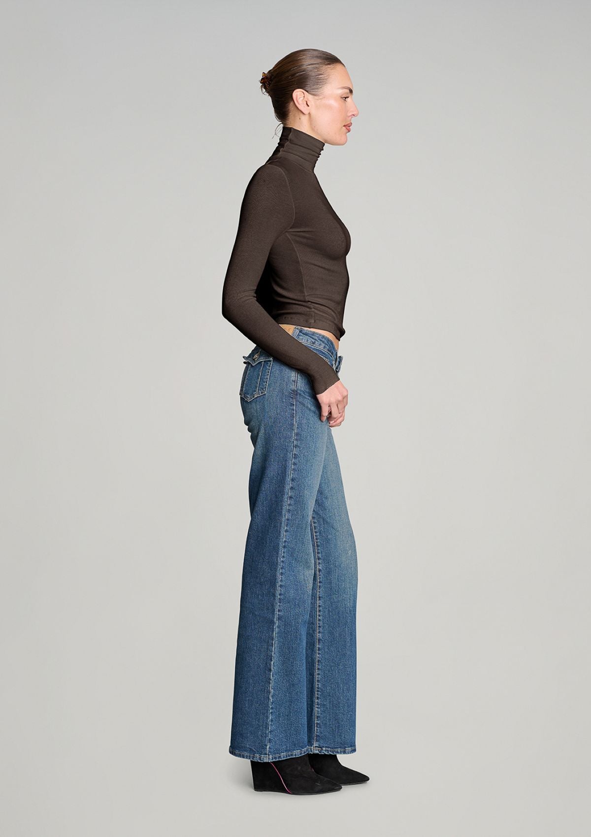 Secret Agent Rib Turtleneck Top - Espresso