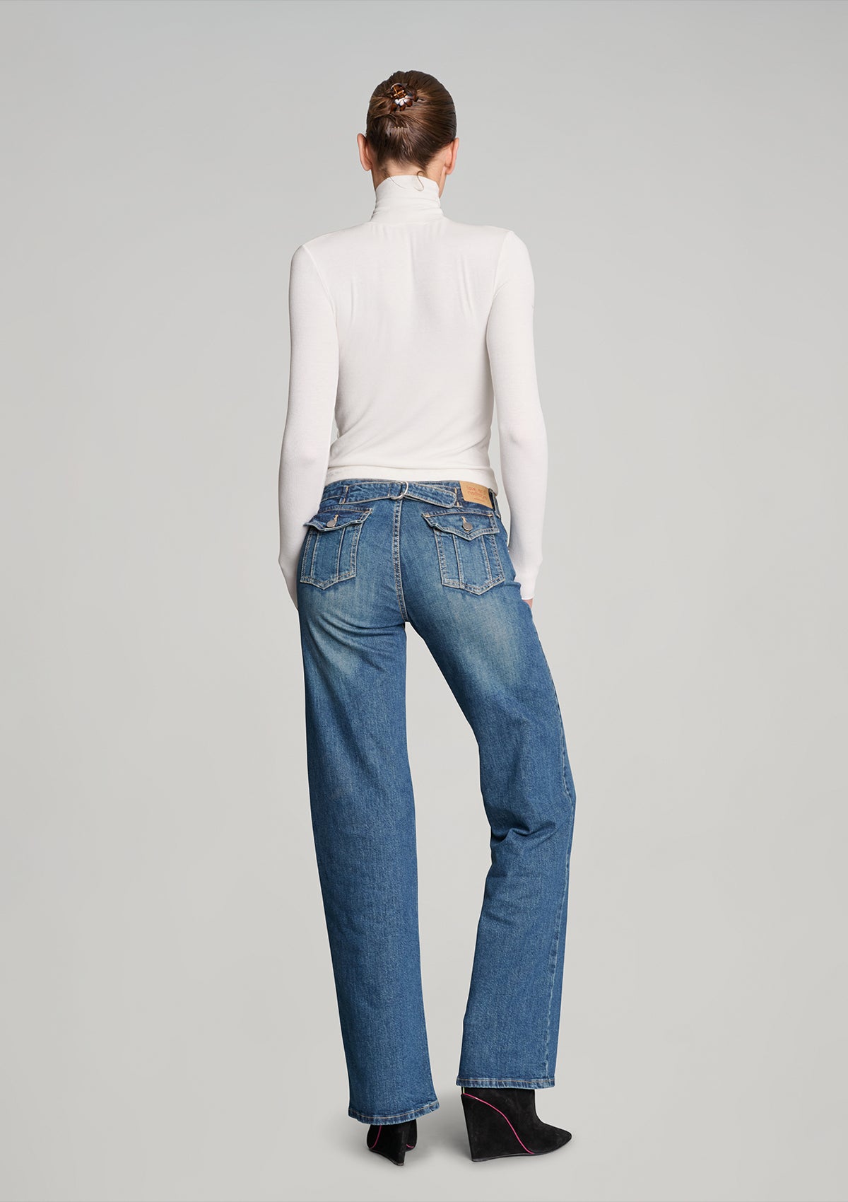 Secret Agent Rib Turtleneck Top - Vanilla