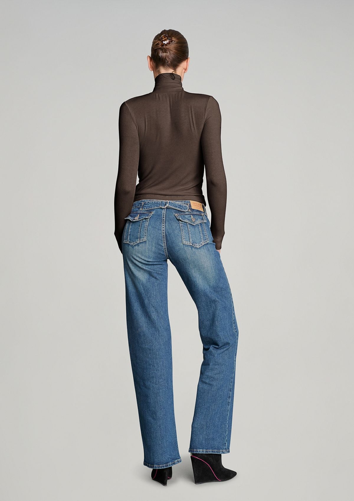 Secret Agent Rib Turtleneck Top - Espresso