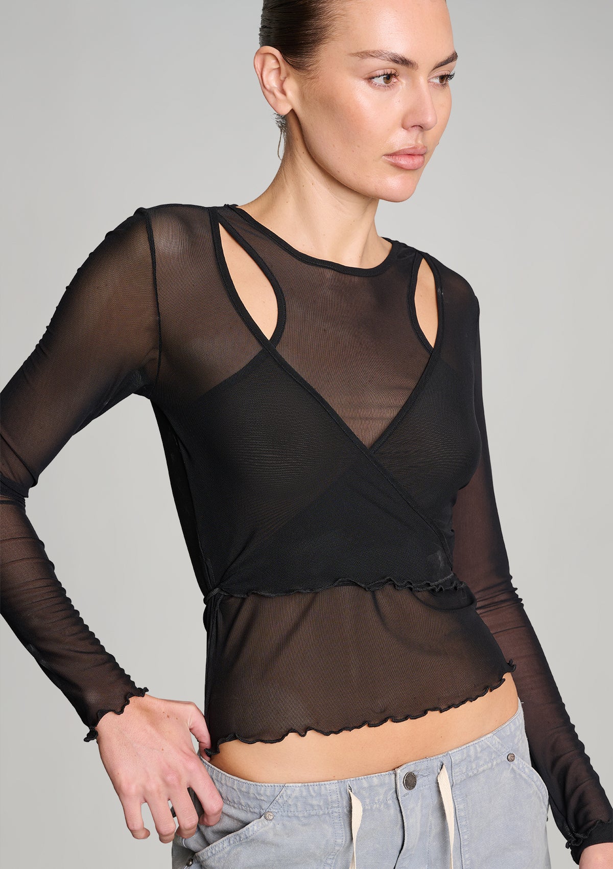 Wrap It Up Mesh Top - Black