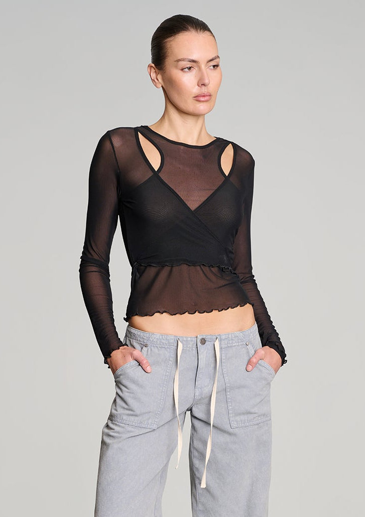 Wrap It Up Mesh Top - Black