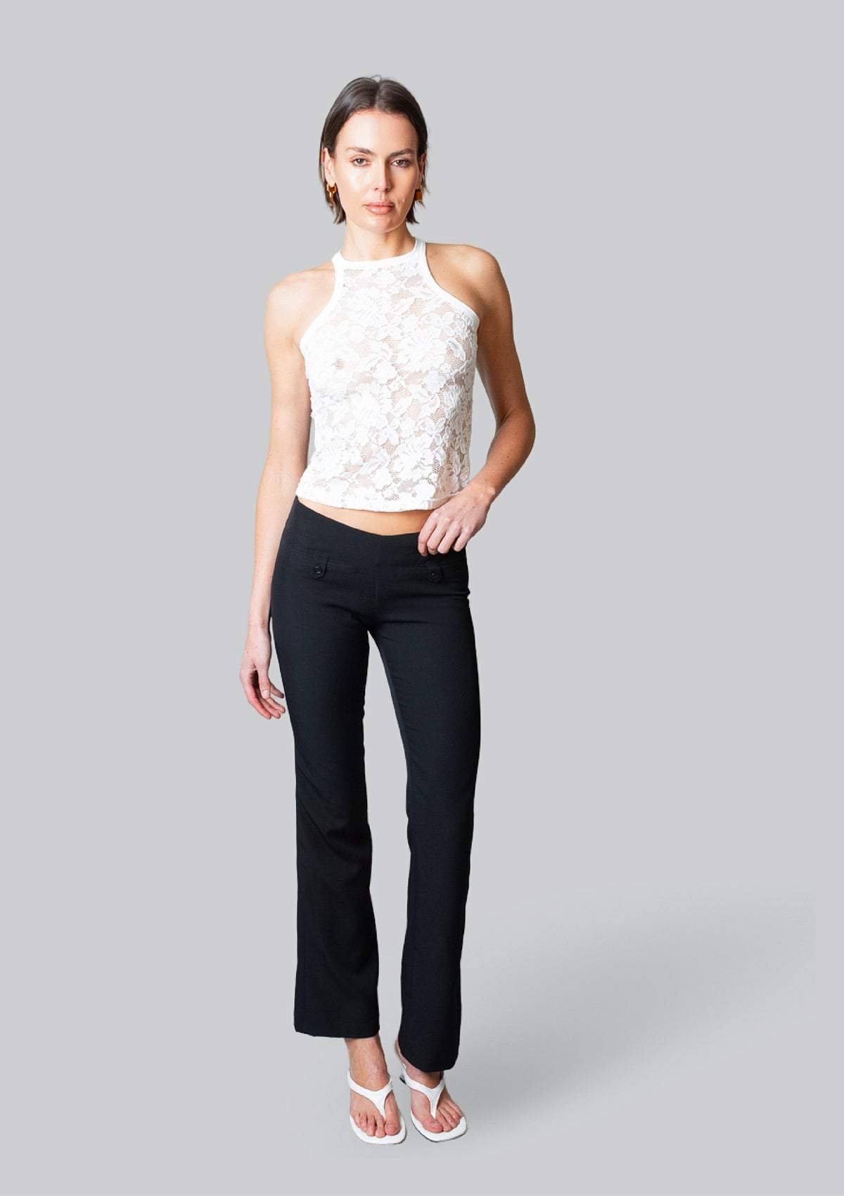 The Motor Running Loop and Button Front Pant - Black