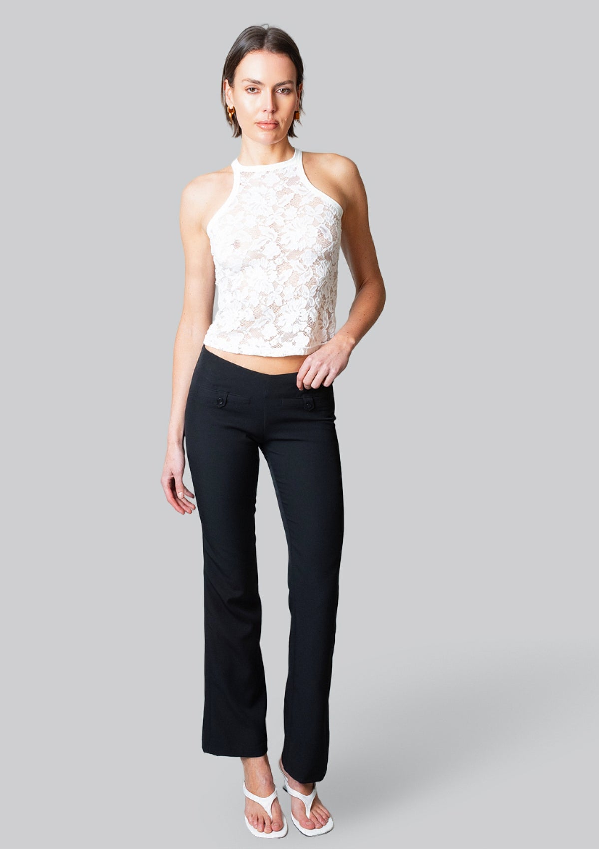 The Motor Running Loop and Button Front Pant - Black