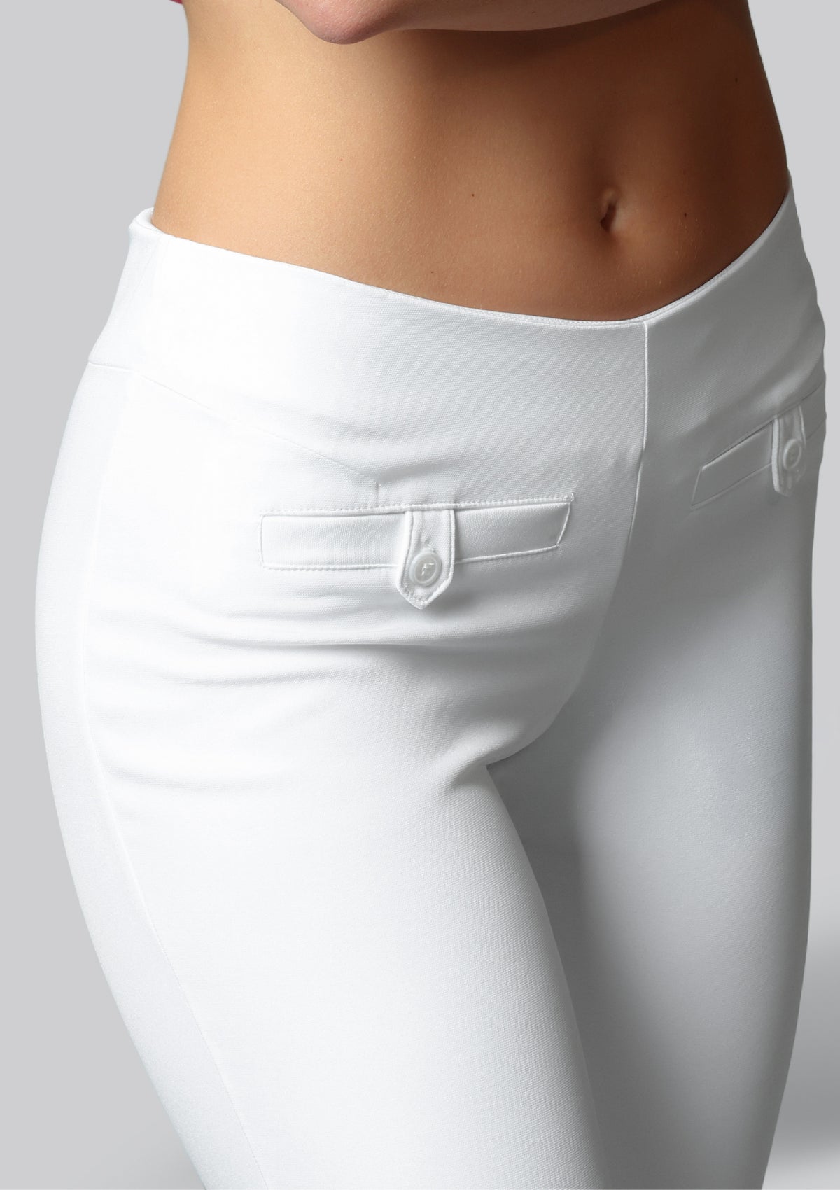 The Motor Running Loop and Button Front Pant - White