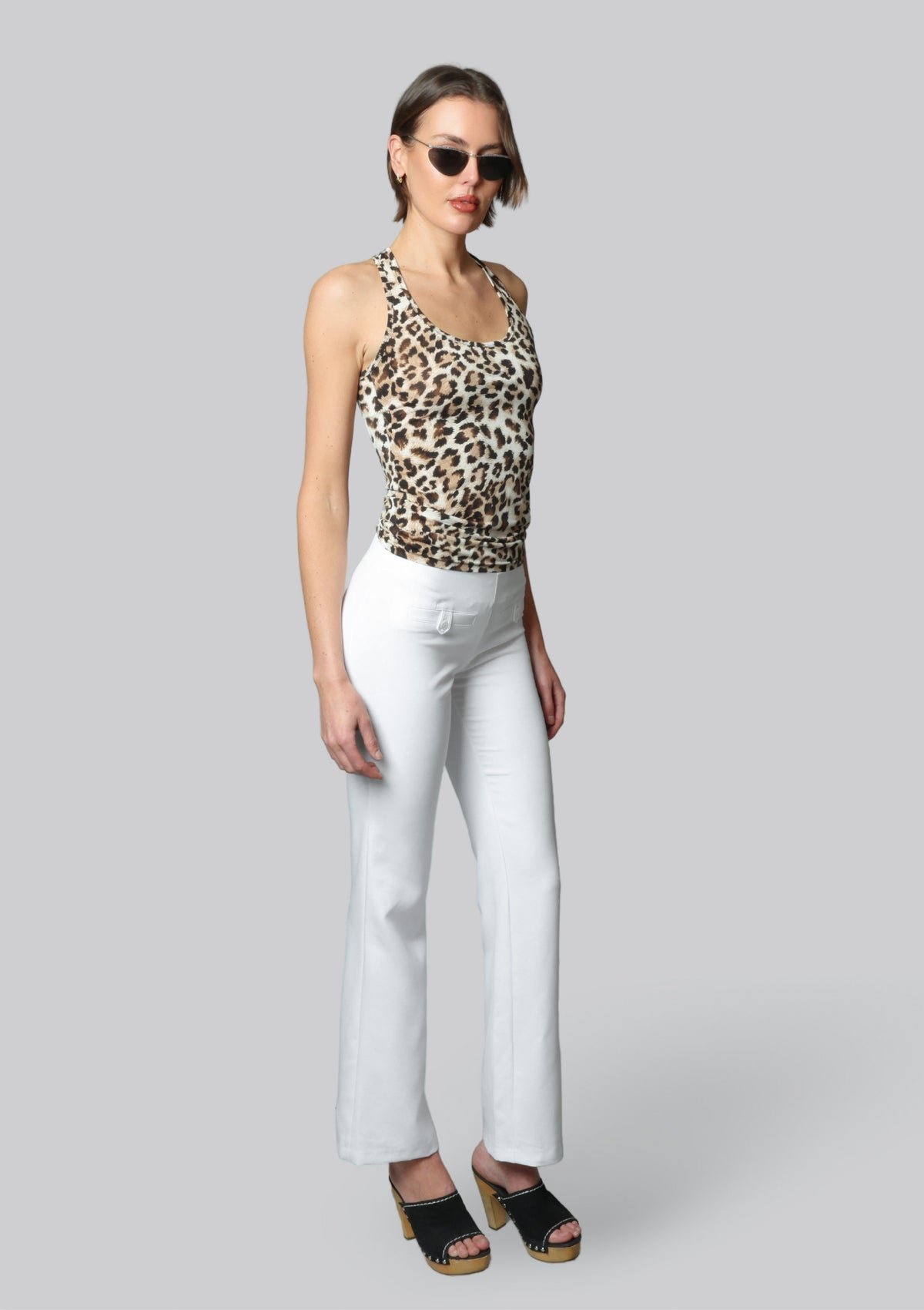 The Motor Running Loop and Button Front Pant - White
