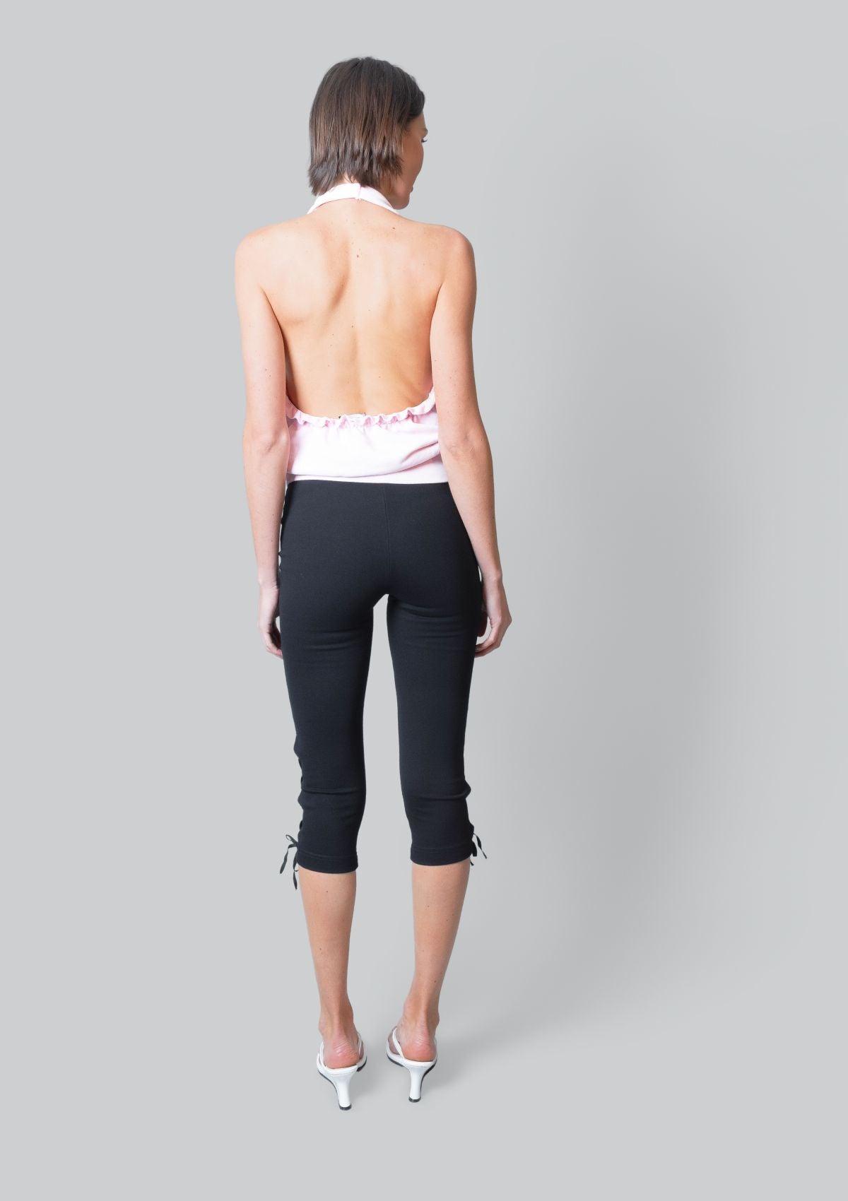 Sarah Lace Up Capri Legging - Black
