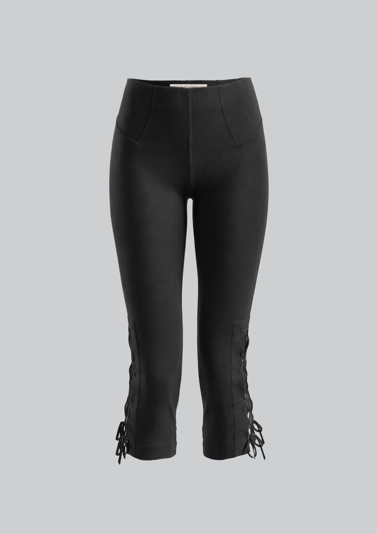 Sarah Lace Up Capri Legging - Black